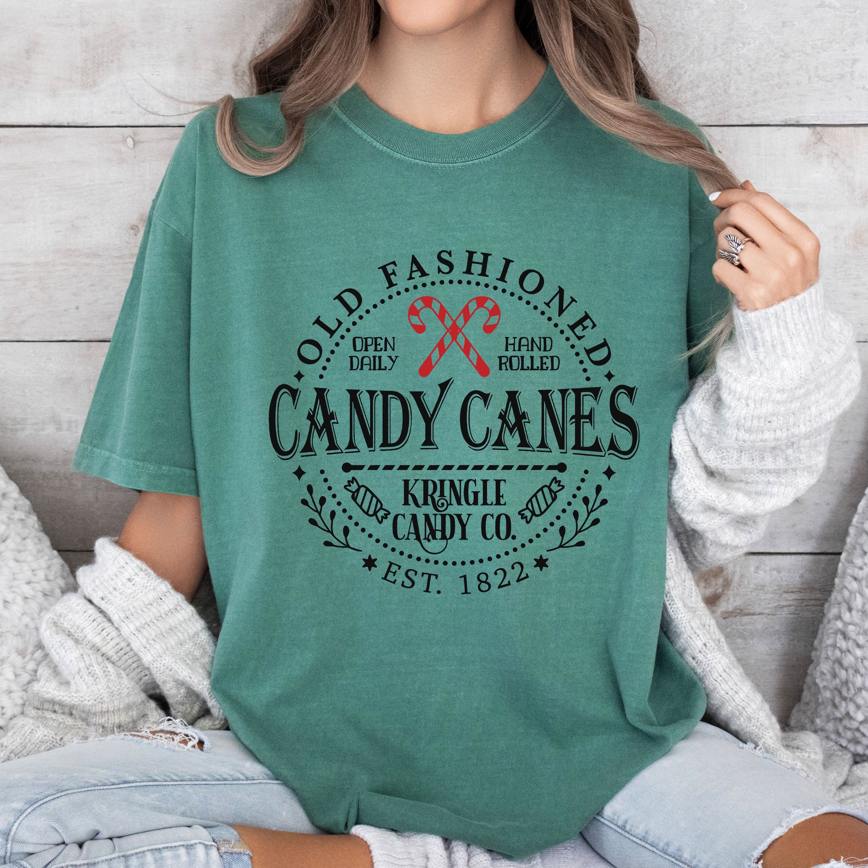Old Fashioned Candy Canes Vintage Christmas Classic Holiday Nostalgia Comfort Colors Tee
