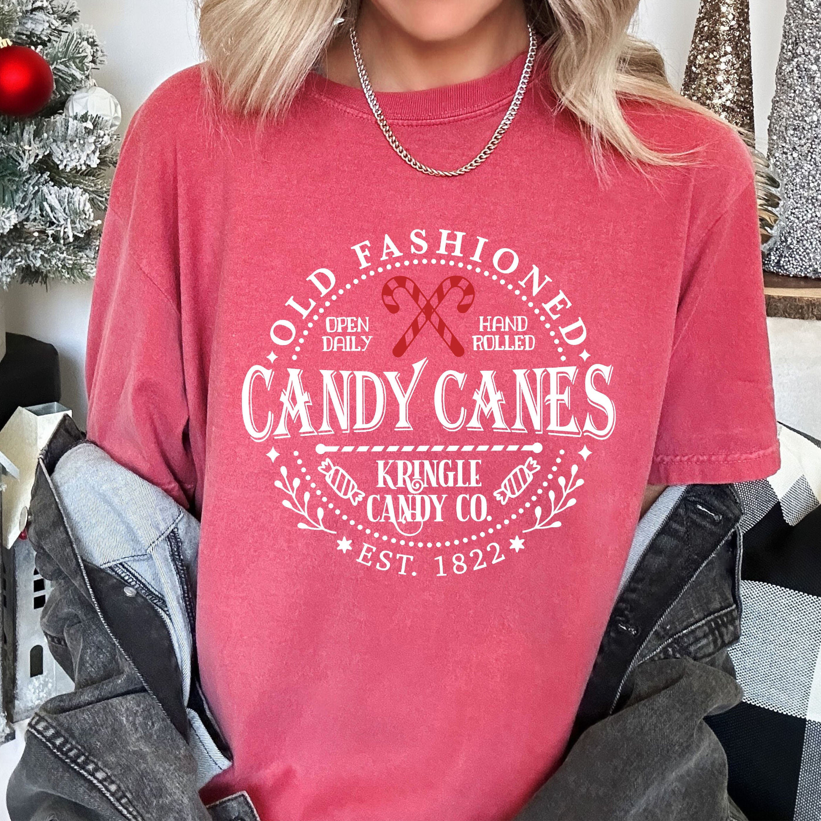 Old Fashioned Candy Canes Retro Christmas Nostalgia Vintage Holiday Classic Comfort Colors Tee