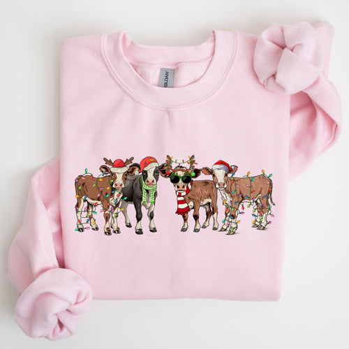 Christmas Calves Cow Lovers Santa Farm Life Winter Snow Xmas Winter Wonderland Edition Sweatshirt