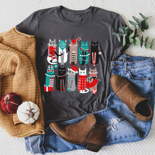 Christmas Cats Festive Feline Graphics For Pet Lovers And Cat Owners Graphic Tee