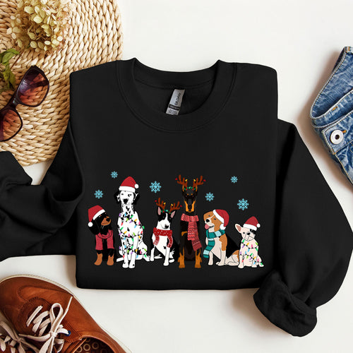 Christmas Dogs Dalmatian Frenchie Santa Dog Lovers Portrait Collection Sweatshirt
