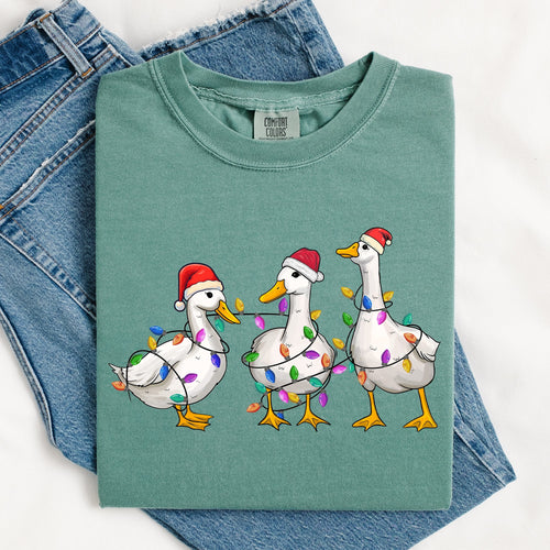 Christmas Ducks, Farm Animals, Santa, Winter, Snow, Xmas Scene Comfort Colors Tee