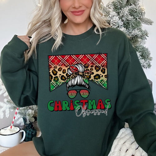 Christmas Obsessed Leopard Print Festive Cozy Premium Edition Holiday Sweatshirt