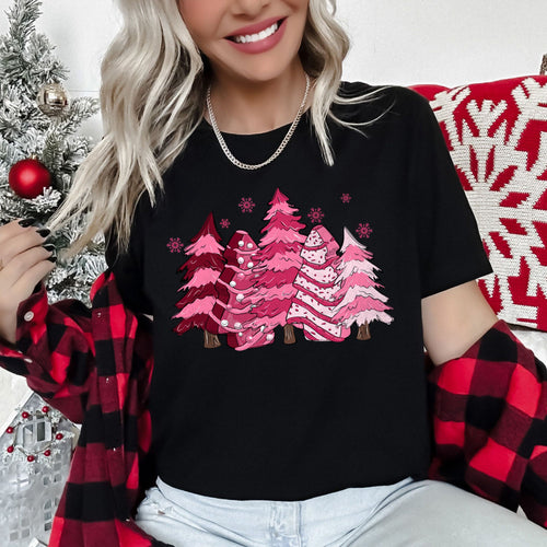 Christmas Snack Trees Holiday Edition Pixel Art and Cozy Holiday Cheer Graphic Tee