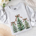 Christmas Trees With Leopard Print Bow Minimalist Santa Snow Xmas Festive Sweatshirt