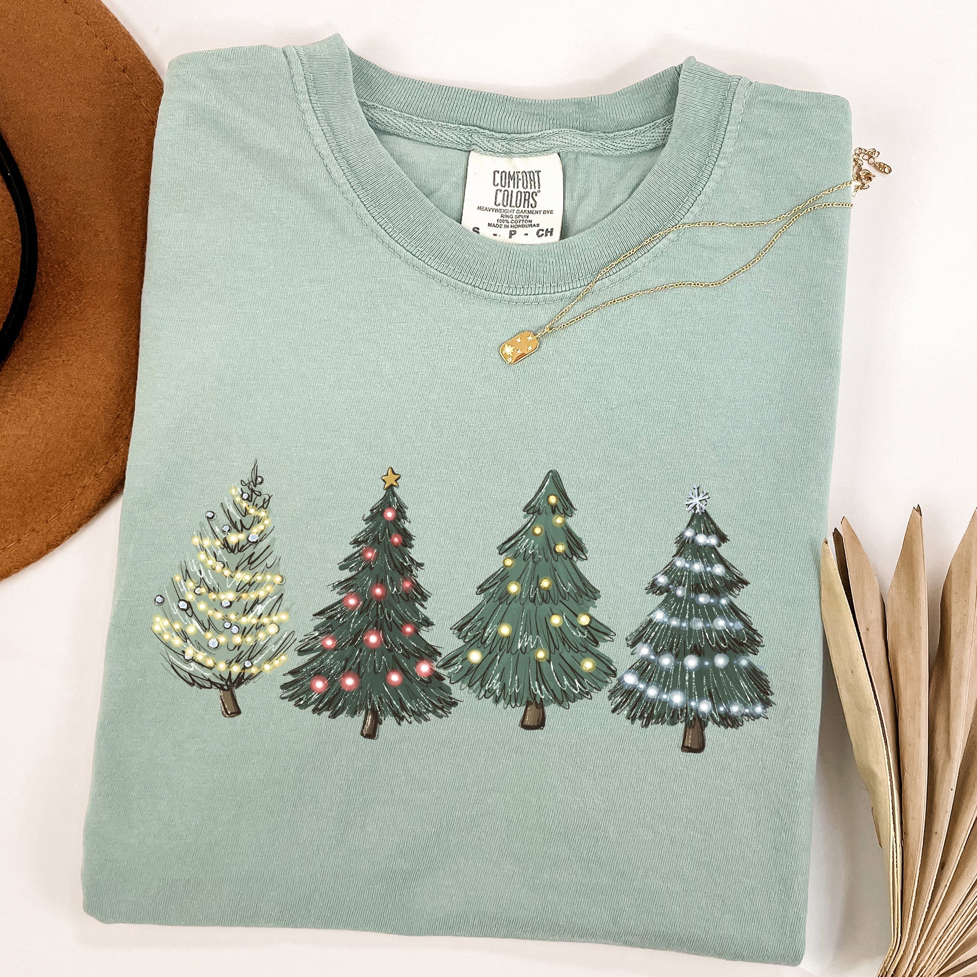 Classic Christmas Trees Winter Snow Santa Holiday Scene Cozy Timeless Festive Vintage Charm Comfort Colors Tee