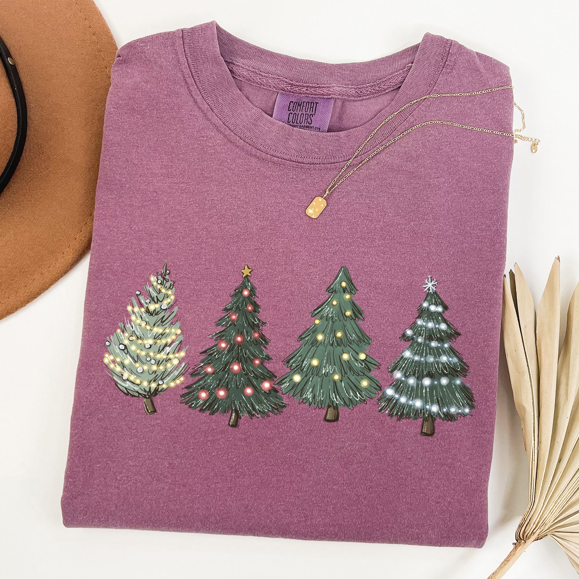 Classic Christmas Trees Winter Snow Santa Holiday Scene Cozy Timeless Festive Vintage Charm Comfort Colors Tee