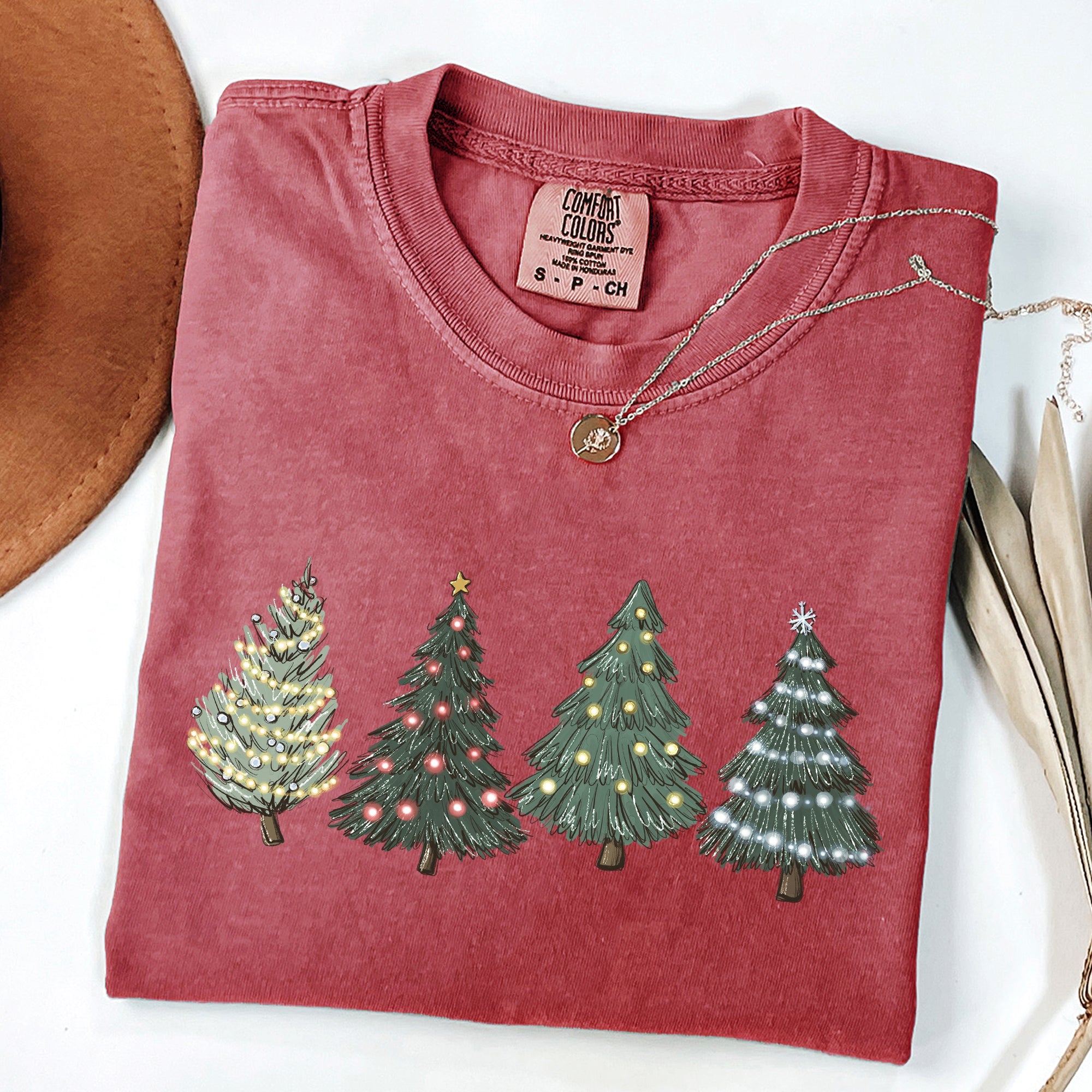 Classic Christmas Trees Winter Snow Santa Holiday Scene Cozy Timeless Festive Vintage Charm Comfort Colors Tee