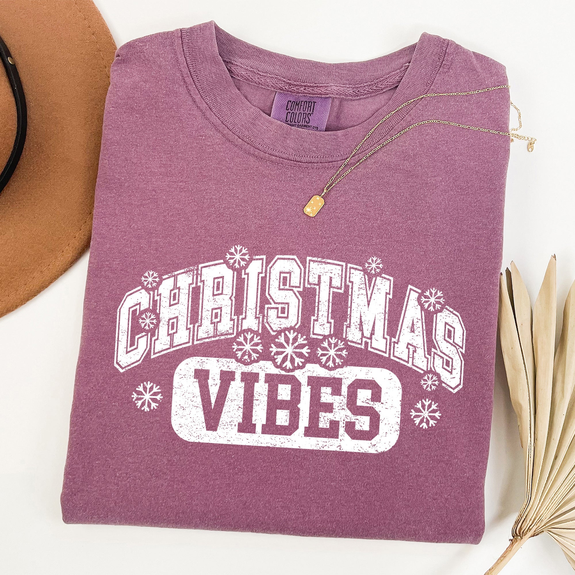 Christmas Vibes Snowflakes Retro Varsity Santa Snow Xmas Holiday Edition Vintage Style Comfort Colors Tee