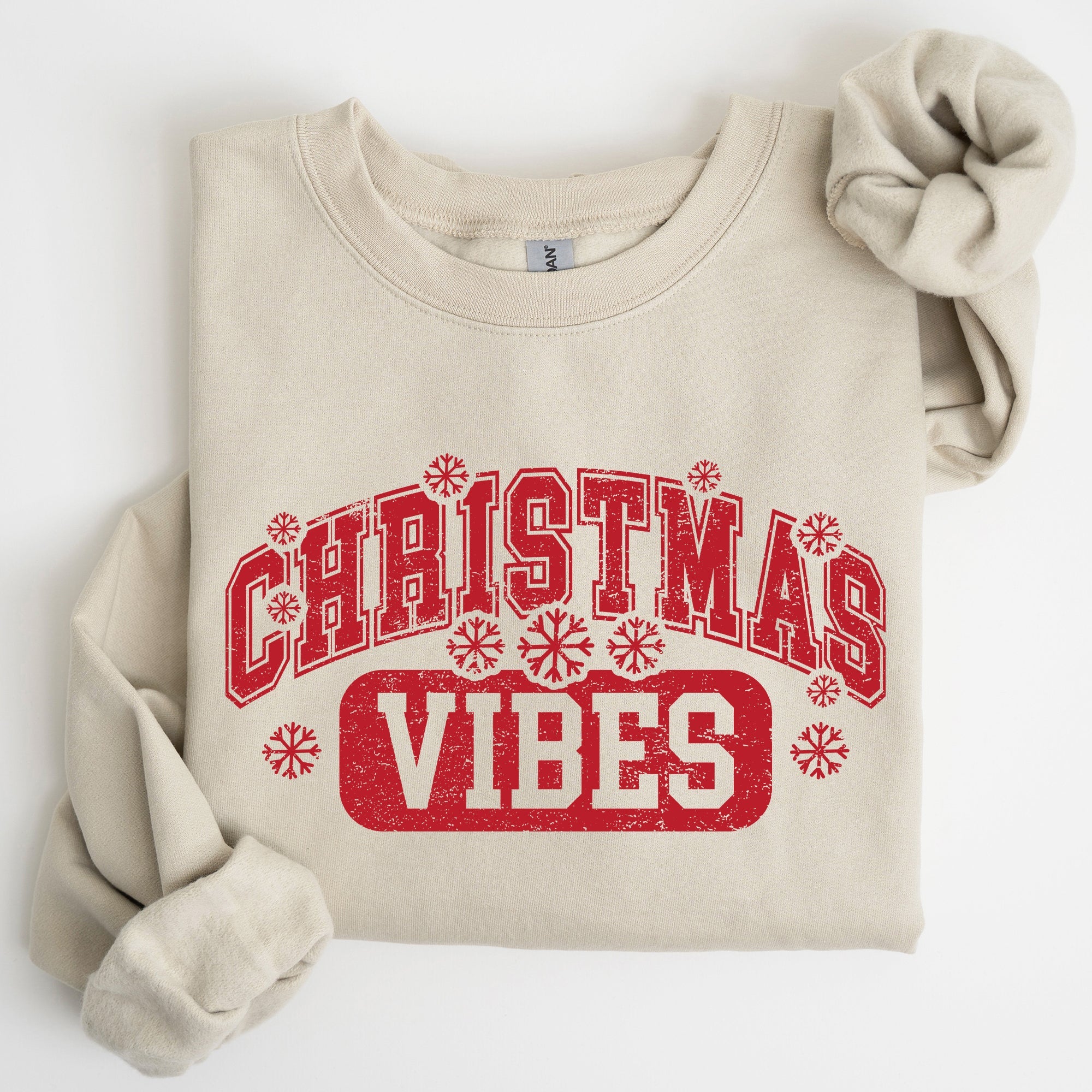 Christmas Vibes Snowflakes Retro Varsity Santa Snow Xmas Sweatshirt