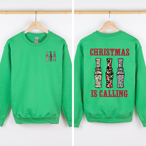 Christmas Is Calling Duck Season Hunting Retro Cozy Graphic Vintage Edition Sweatshirt