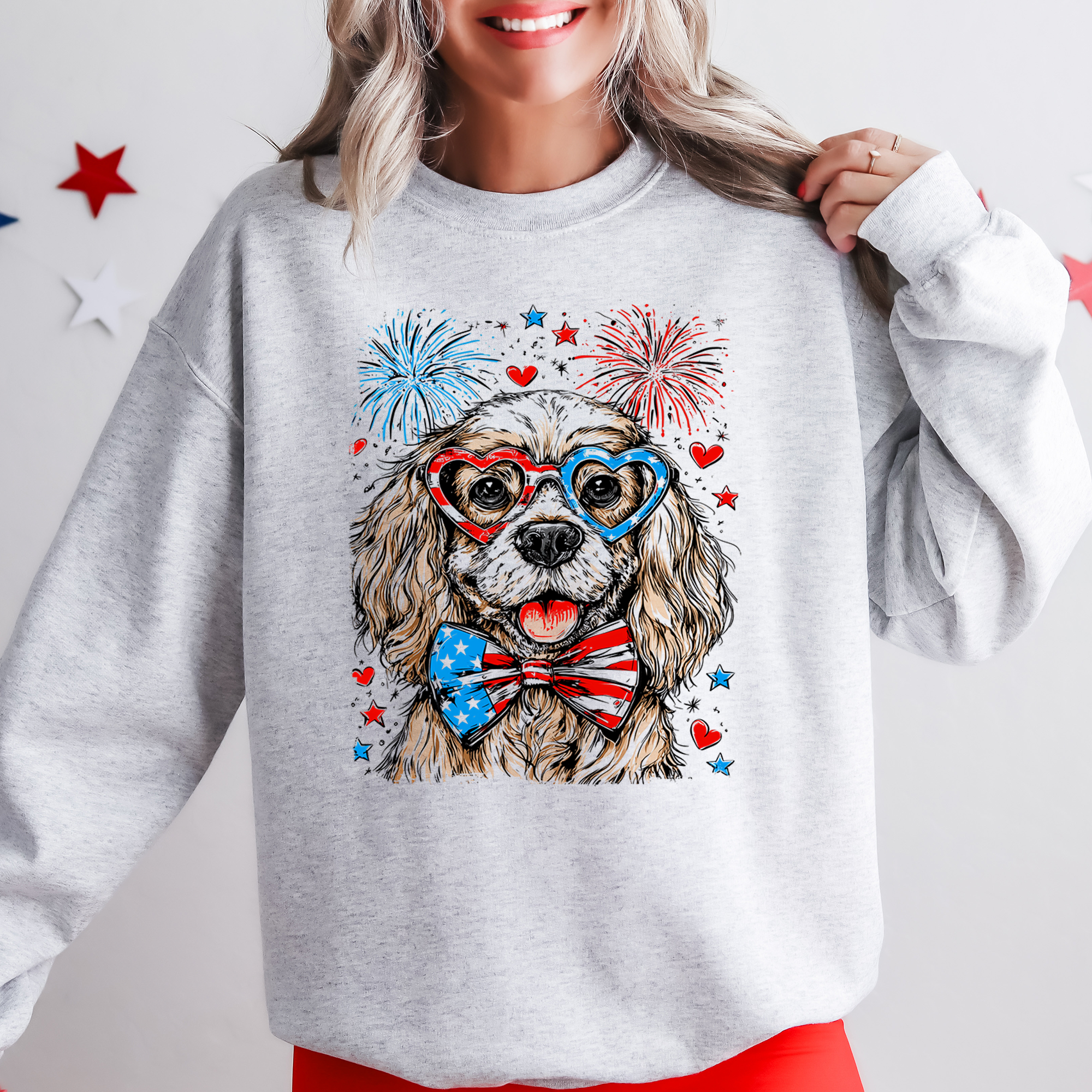 Cocker Spaniel Patriotic Dog USA Flag 4th Of July Pet Lover Design With USA Pride Sweatshirt