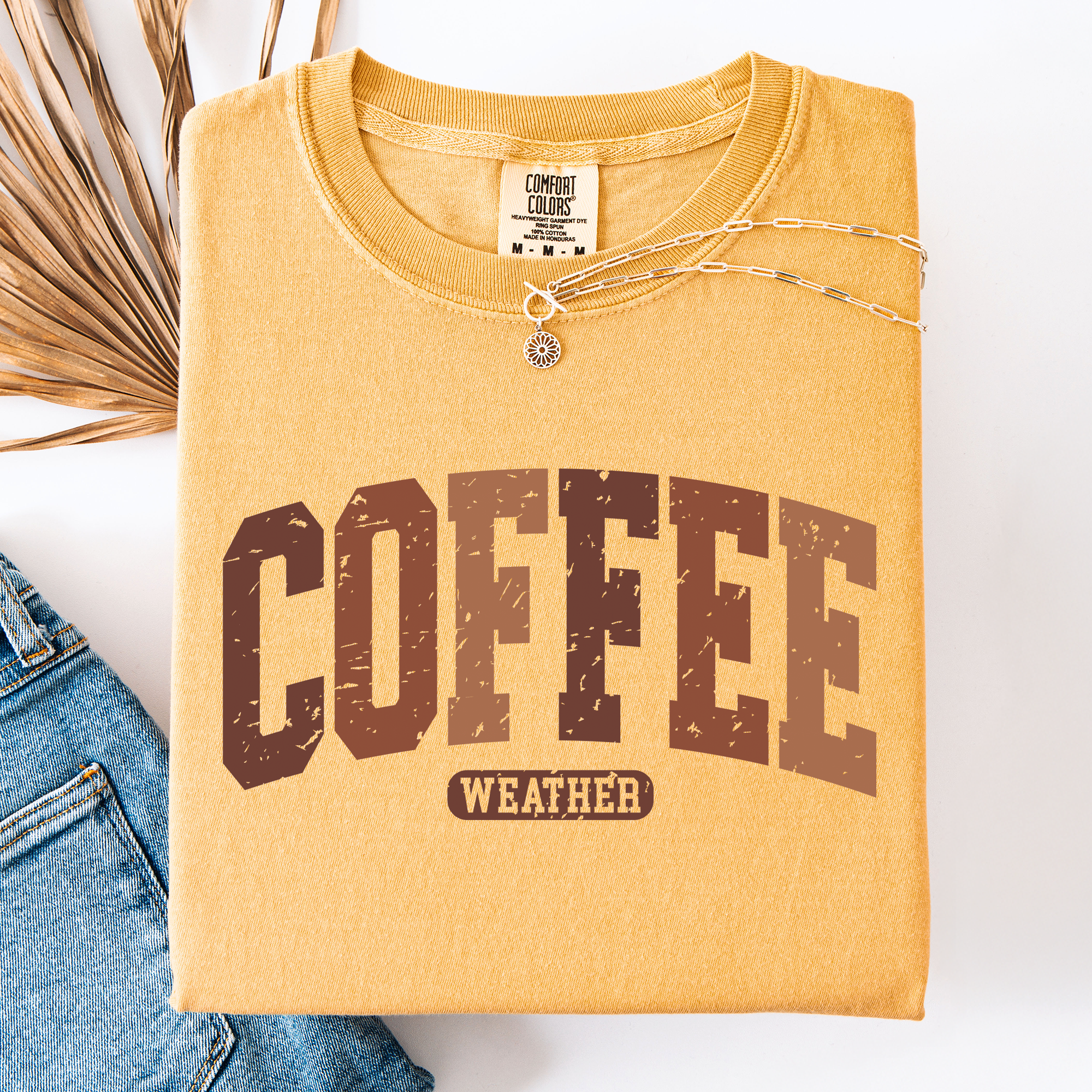 Coffee Weather Checkered Pumpkin Autumn Cozy Vintage-Inspired Comfort Colors Tee