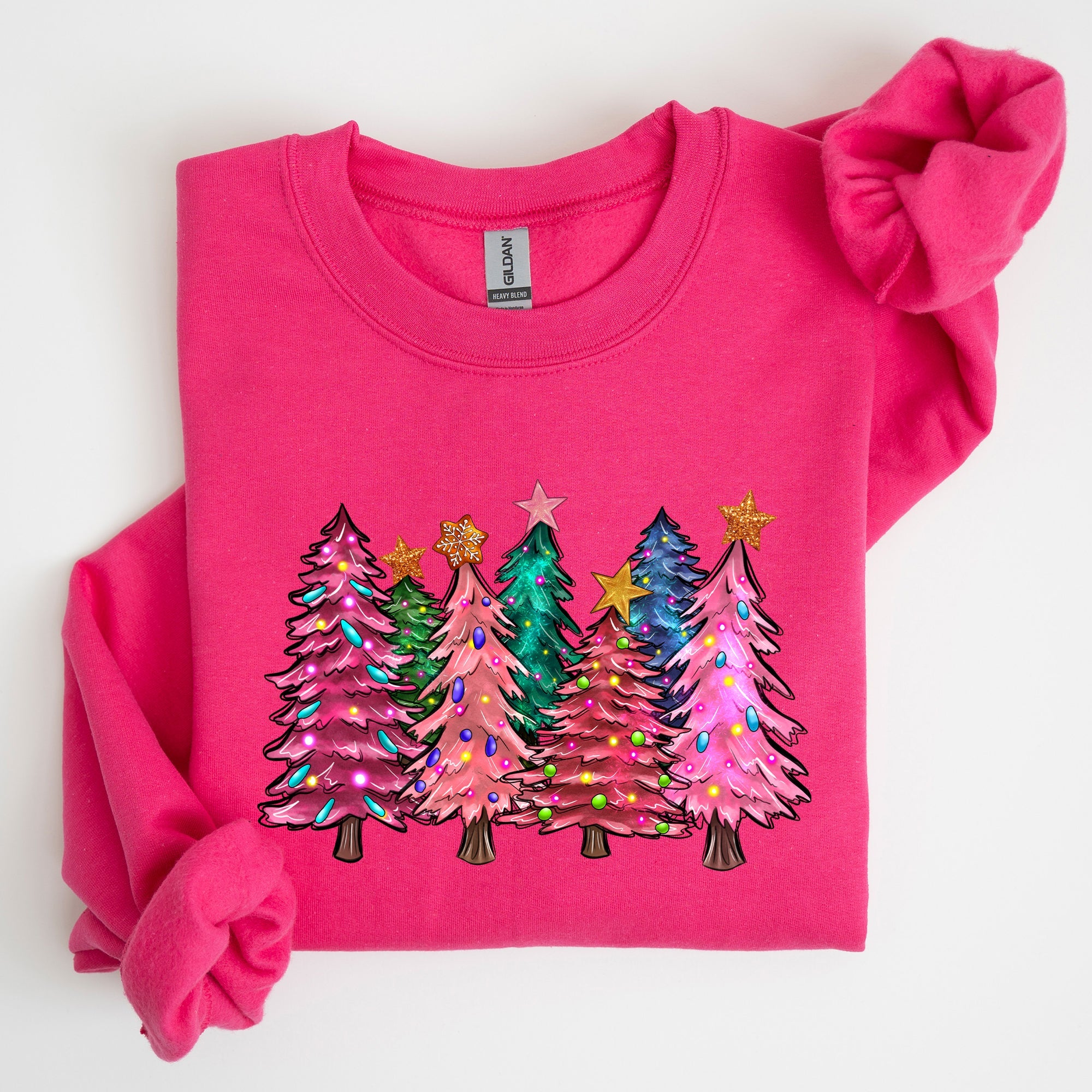 Colorful Christmas Tree Retro Santa Winter Xmas Festive Ornament Artwork Edition Sweatshirt