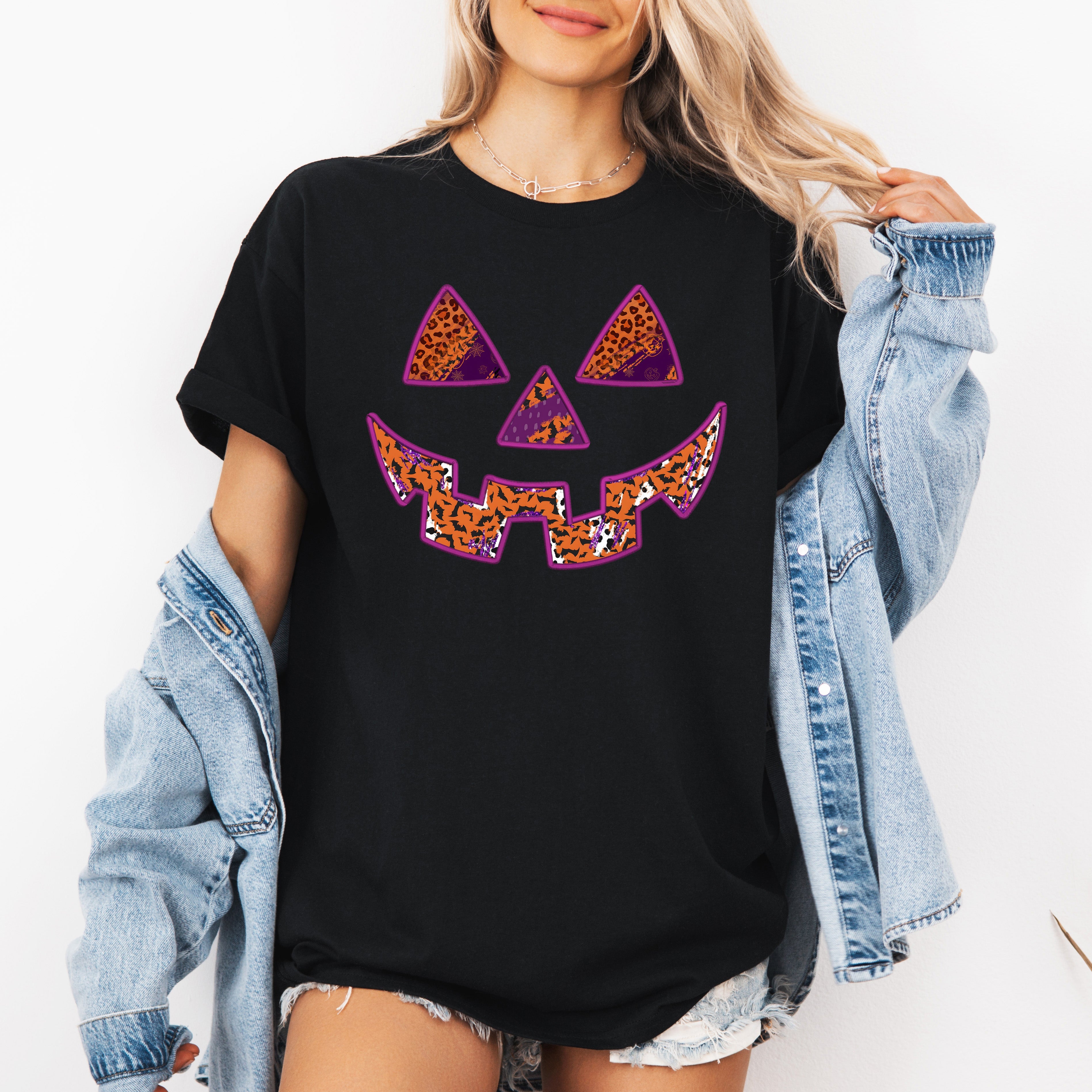 Colorful Jack-O-Lantern Halloween Retro Vintage Illustrated Artwork Ornament Graphic Tee