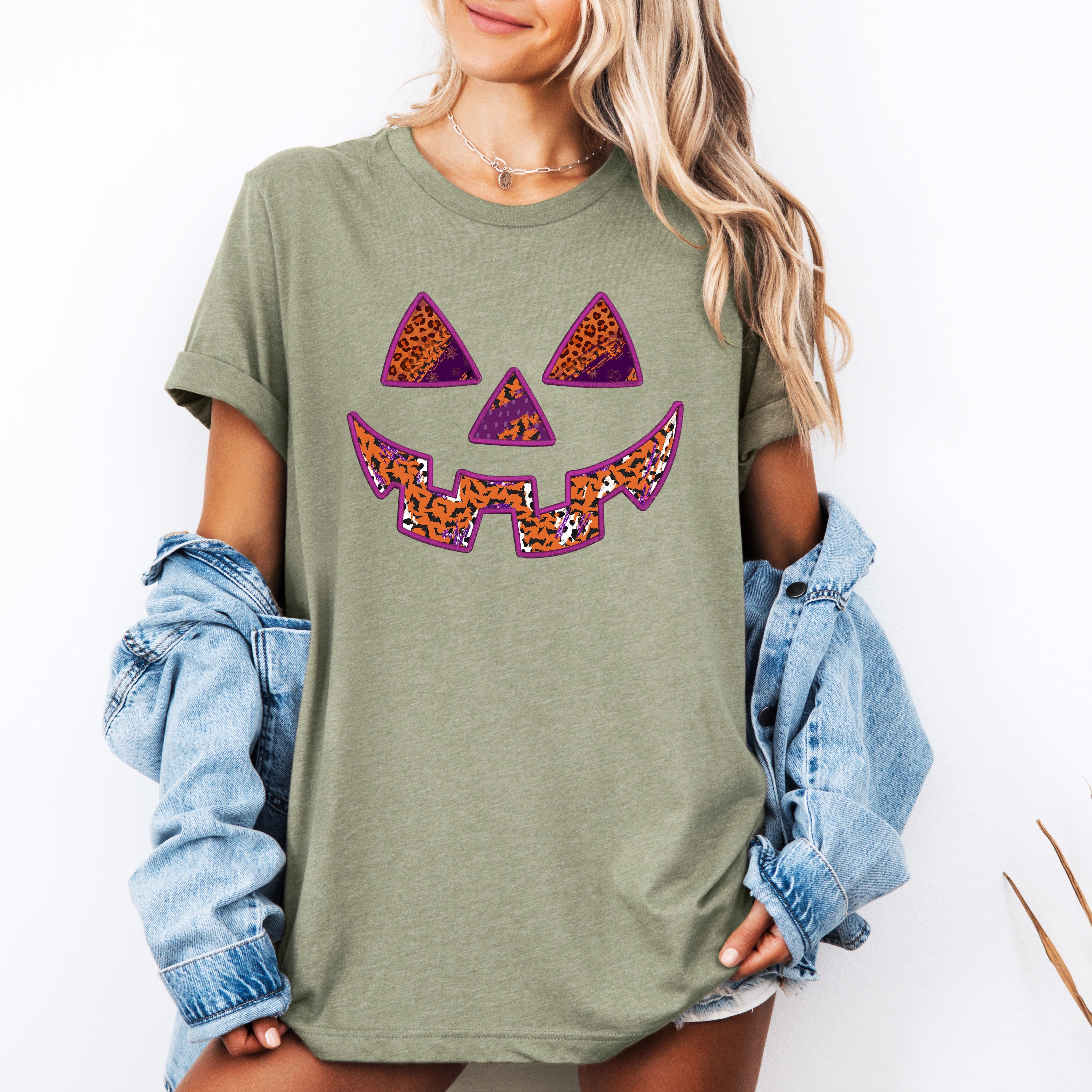 Colorful Jack-O-Lantern Halloween Retro Vintage Illustrated Artwork Ornament Graphic Tee