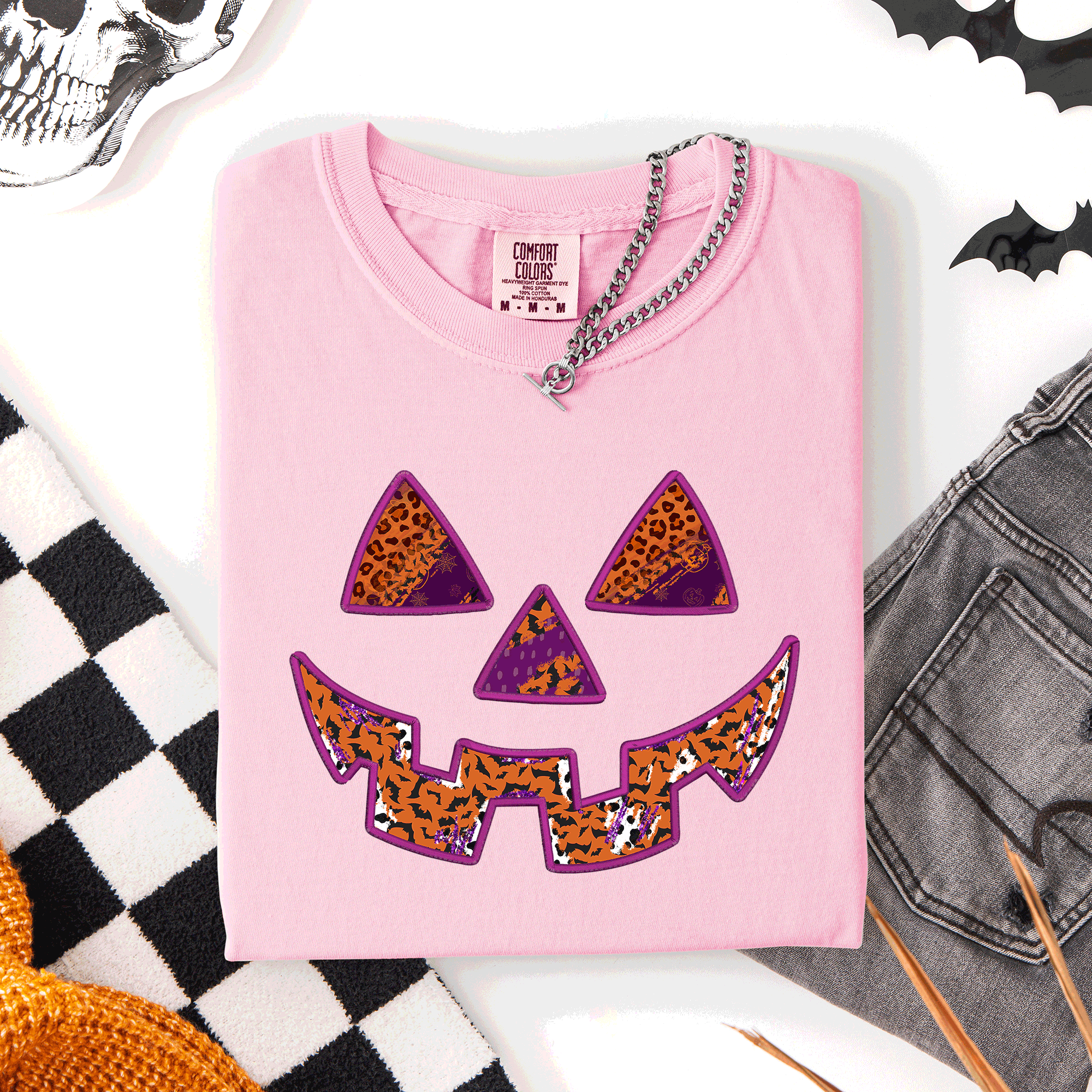 Colorful Jack O Lantern Halloween Retro Vintage Design Print Artwork Comfort Colors Tee