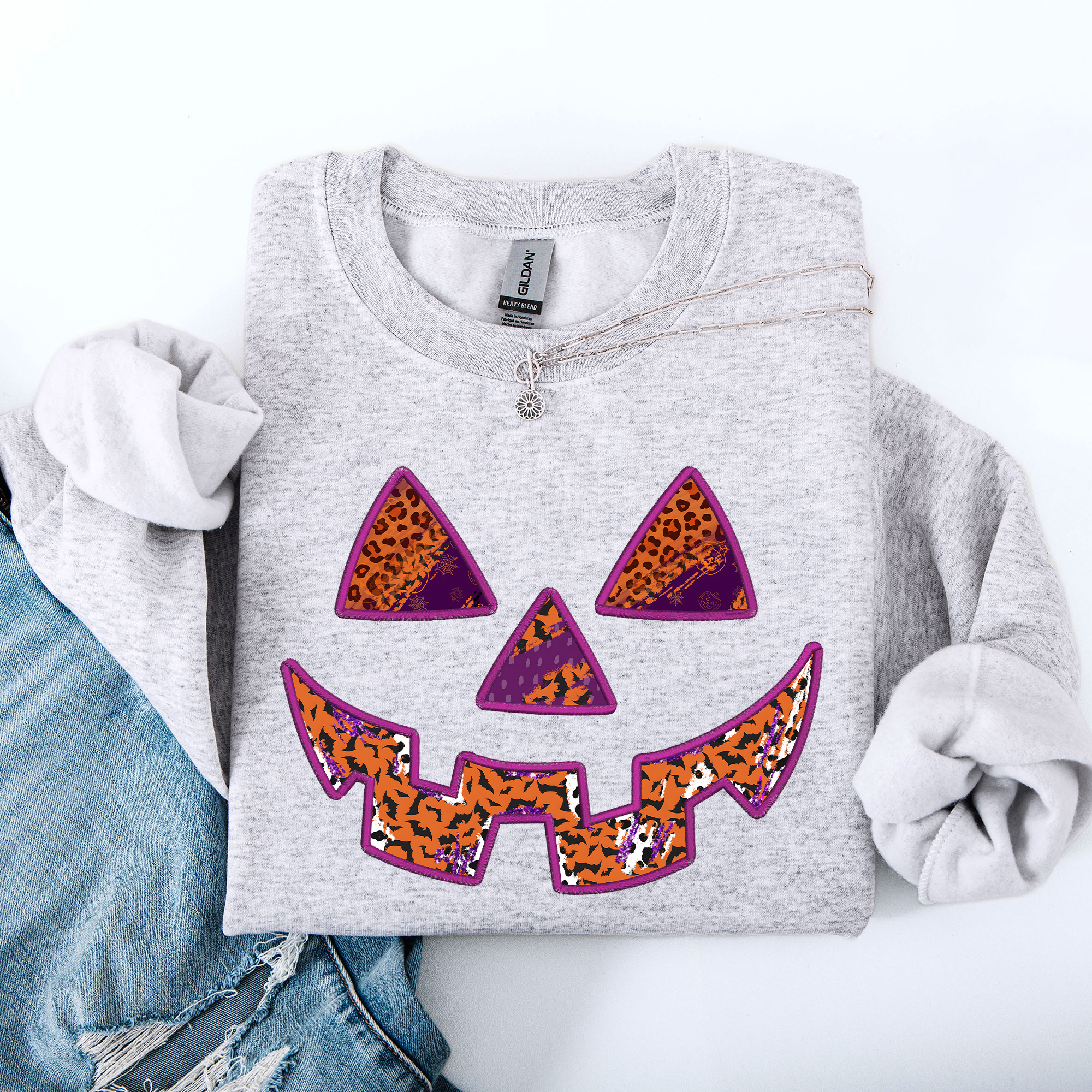 Colorful Jack O Lantern Halloween Retro Vintage Seasonal Autumn Graphic Sweatshirt