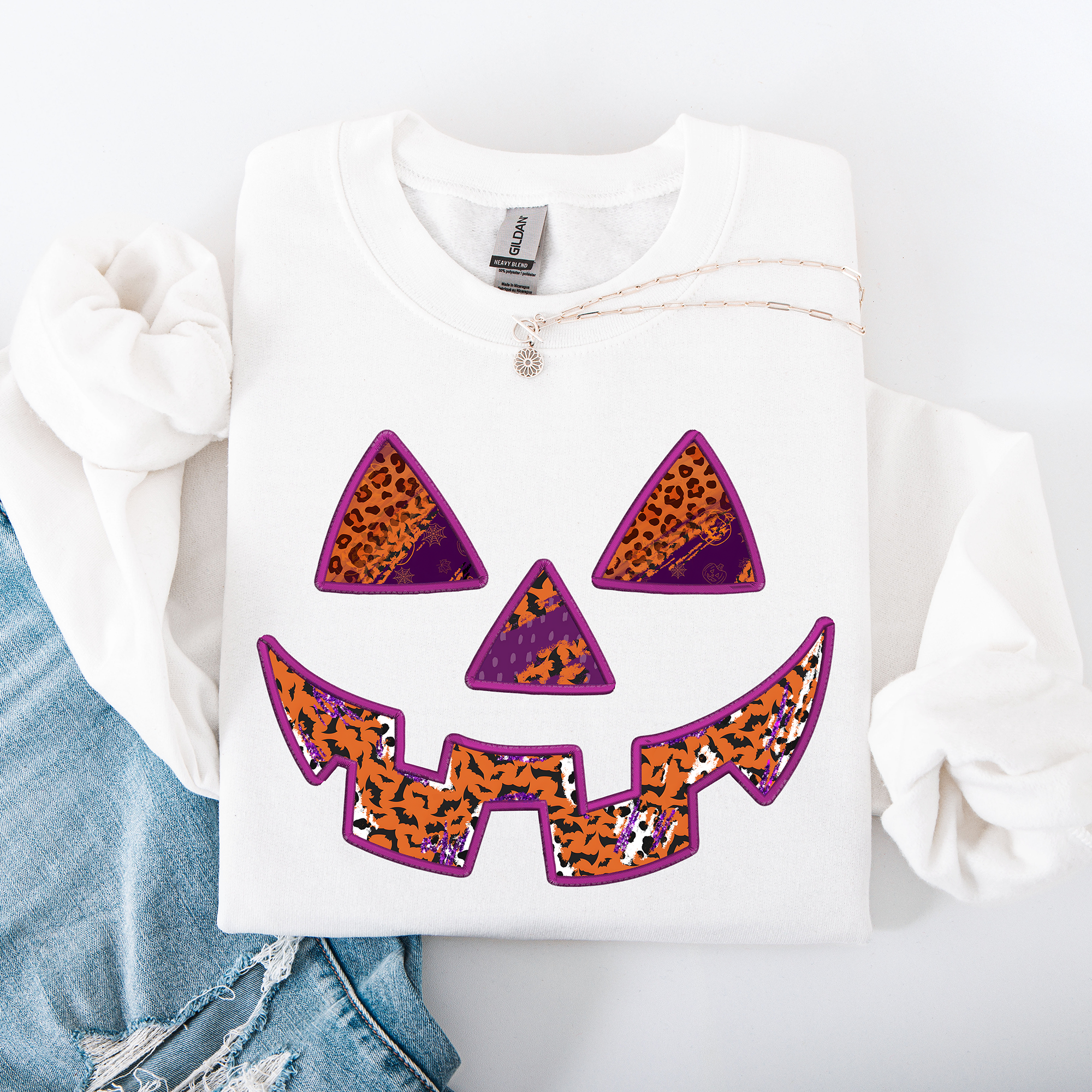 Colorful Jack O Lantern Halloween Retro Vintage Seasonal Autumn Graphic Sweatshirt