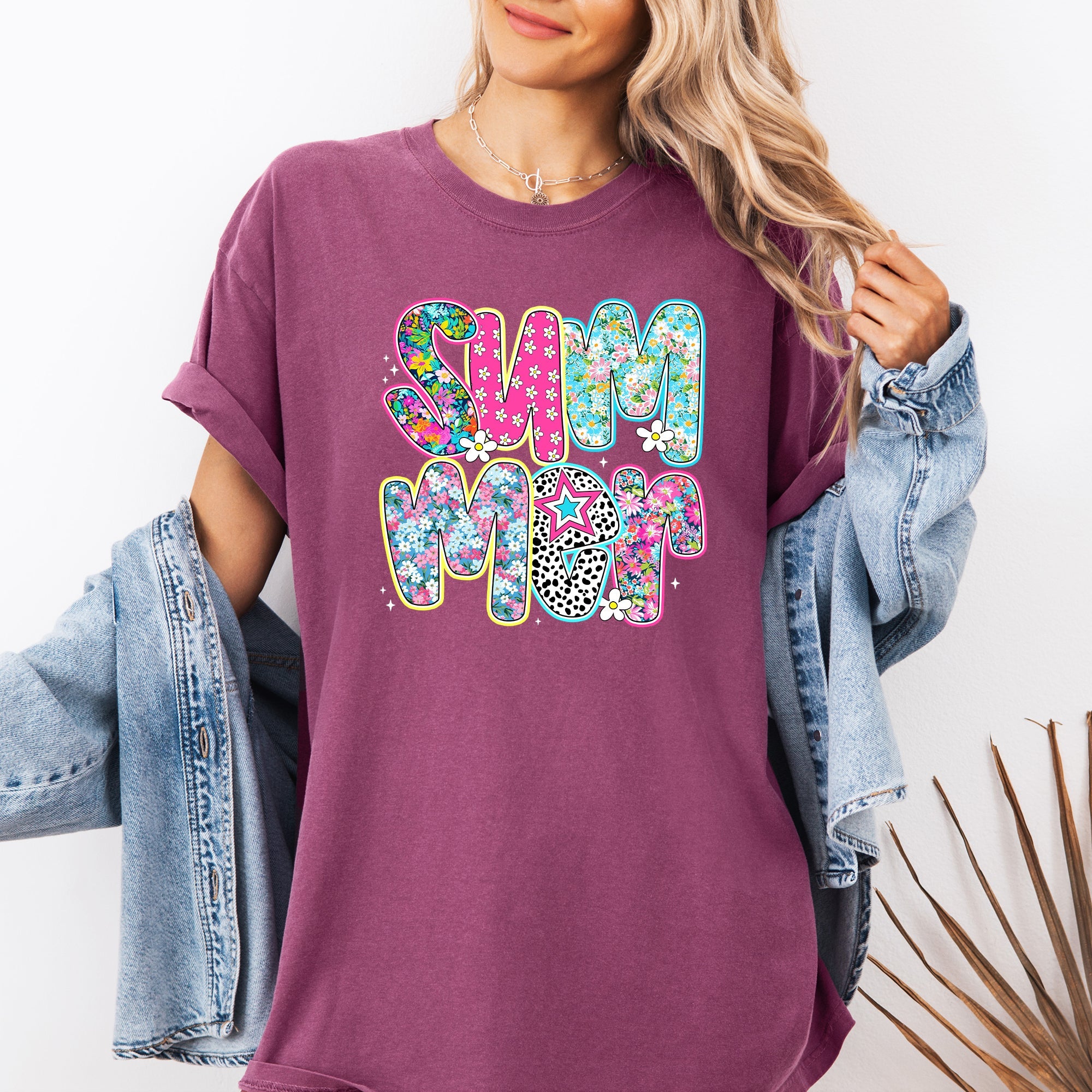 Colorful Summer, Retro, Floral Print Vintage Beach Graphic Edition Comfort Colors Tee