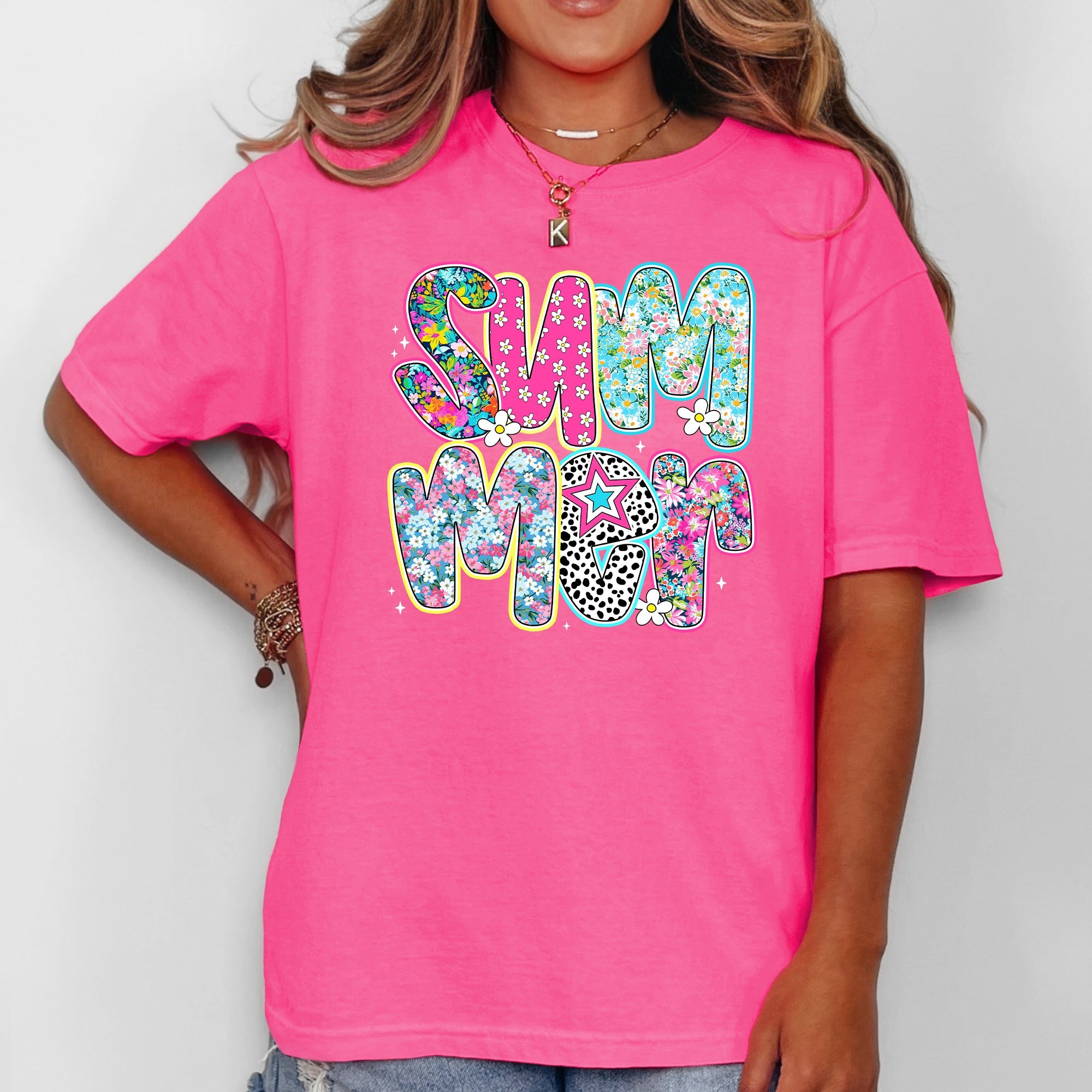 Colorful Summer, Retro, Floral Print Vintage Beach Graphic Edition Comfort Colors Tee