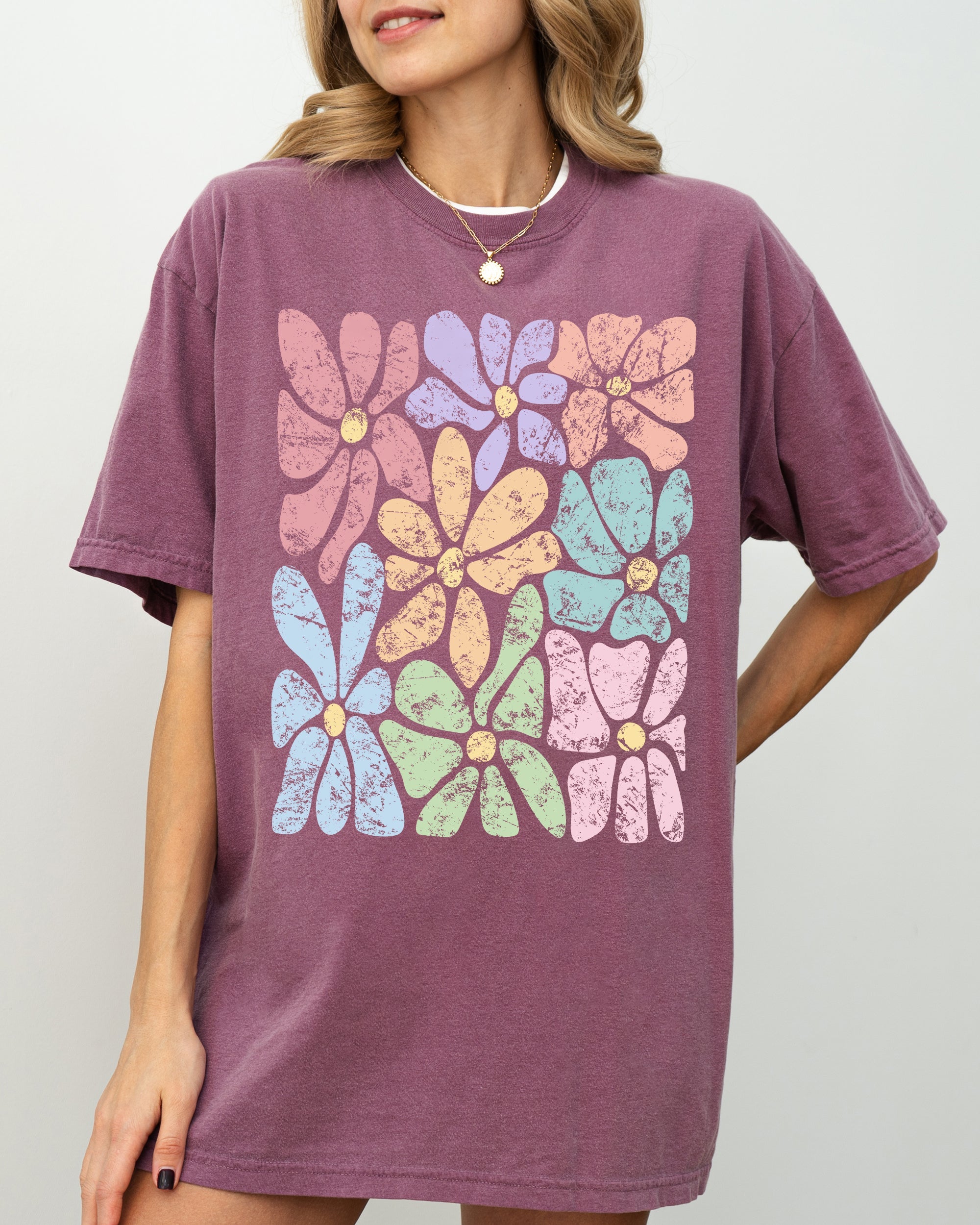 Colorful Gorgeous Abstract Flowers Boho Floral Design Summer Vibes Gardening Festival Nature Comfort Colors Tee