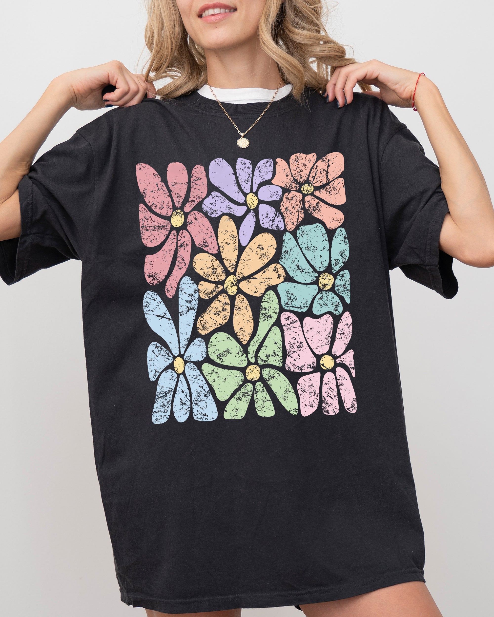 Colorful Gorgeous Abstract Flowers Boho Floral Design Summer Vibes Gardening Festival Nature Comfort Colors Tee