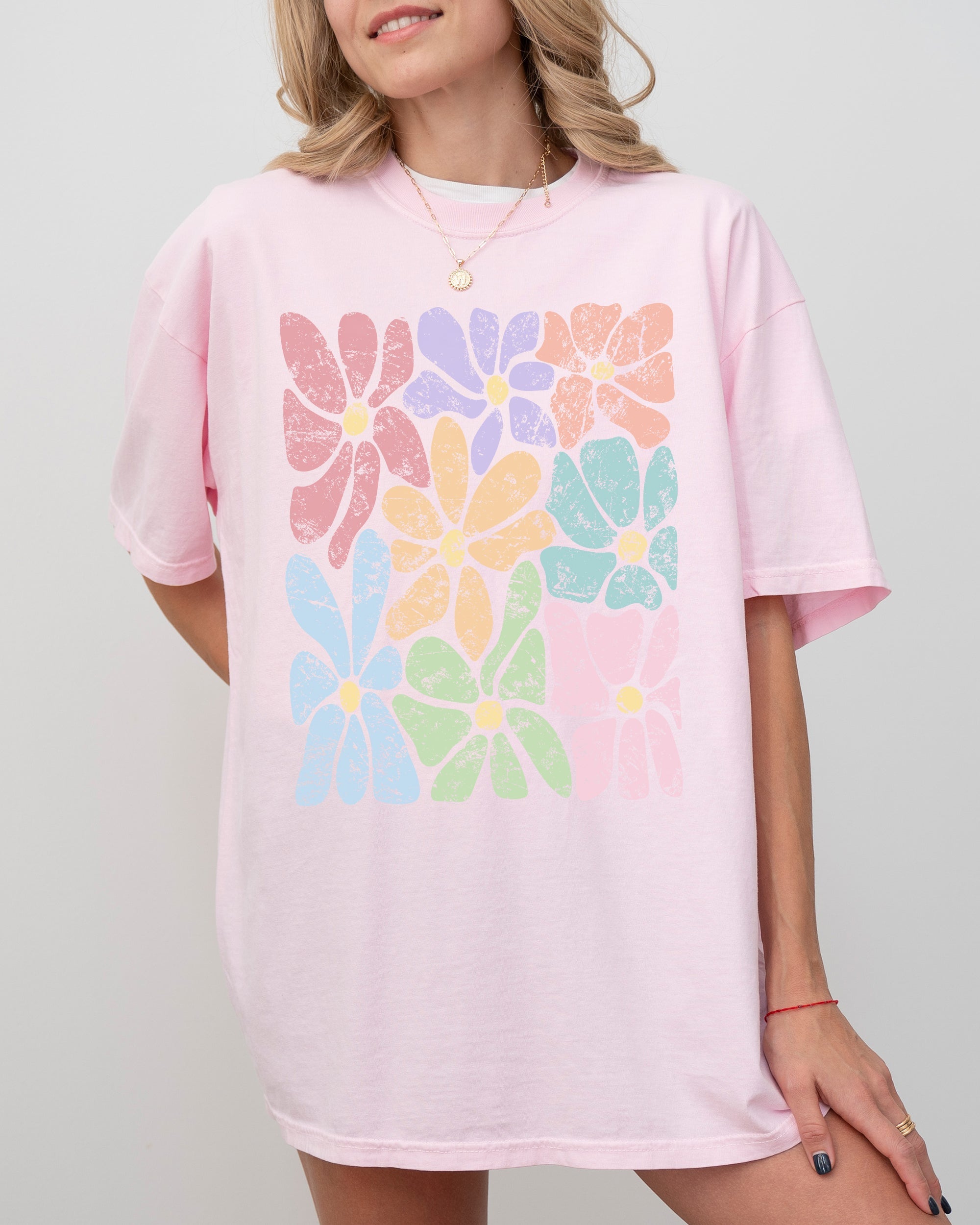 Colorful Gorgeous Abstract Flowers Boho Floral Design Summer Vibes Gardening Festival Nature Comfort Colors Tee