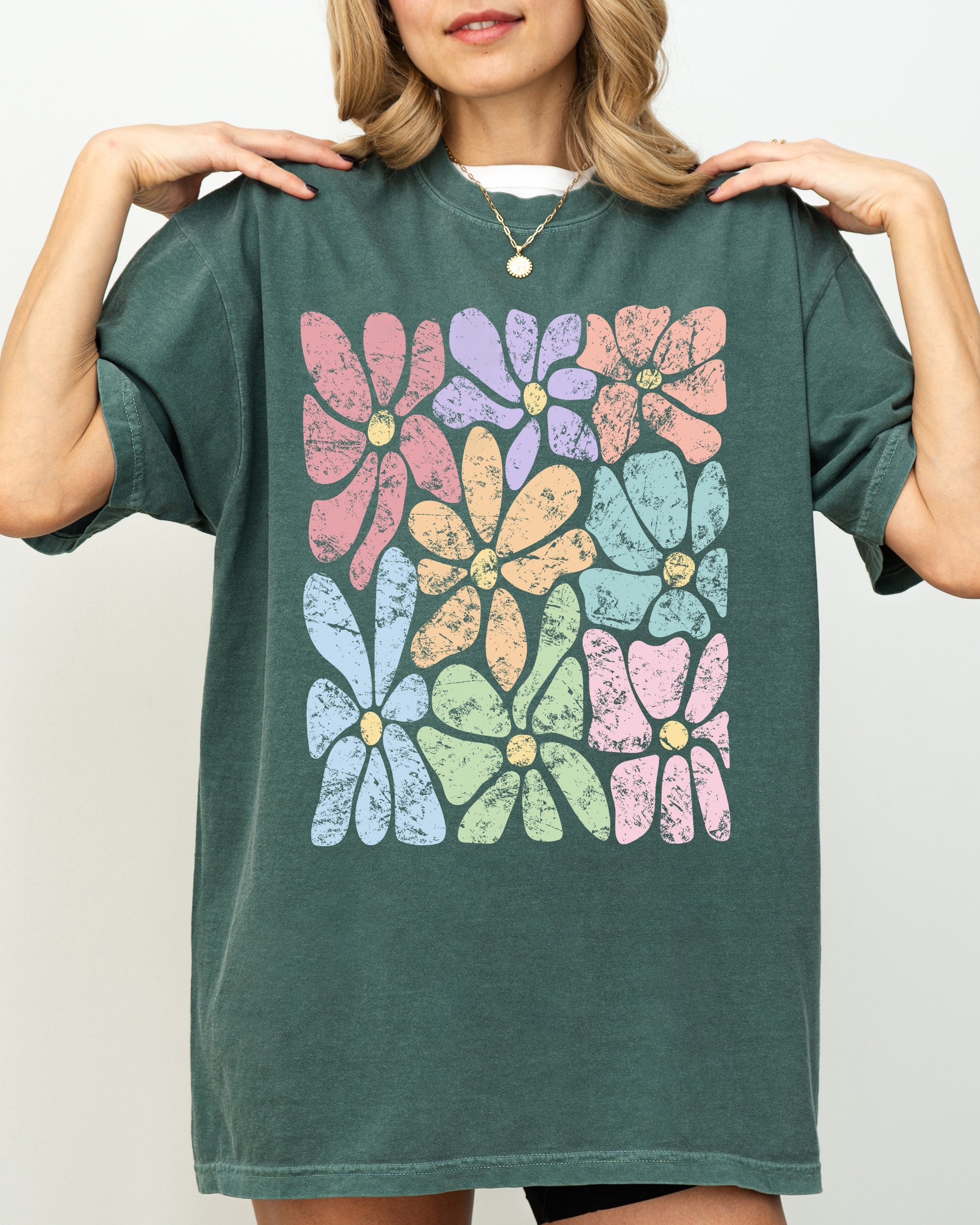 Colorful Gorgeous Abstract Flowers Boho Floral Design Summer Vibes Gardening Festival Nature Comfort Colors Tee