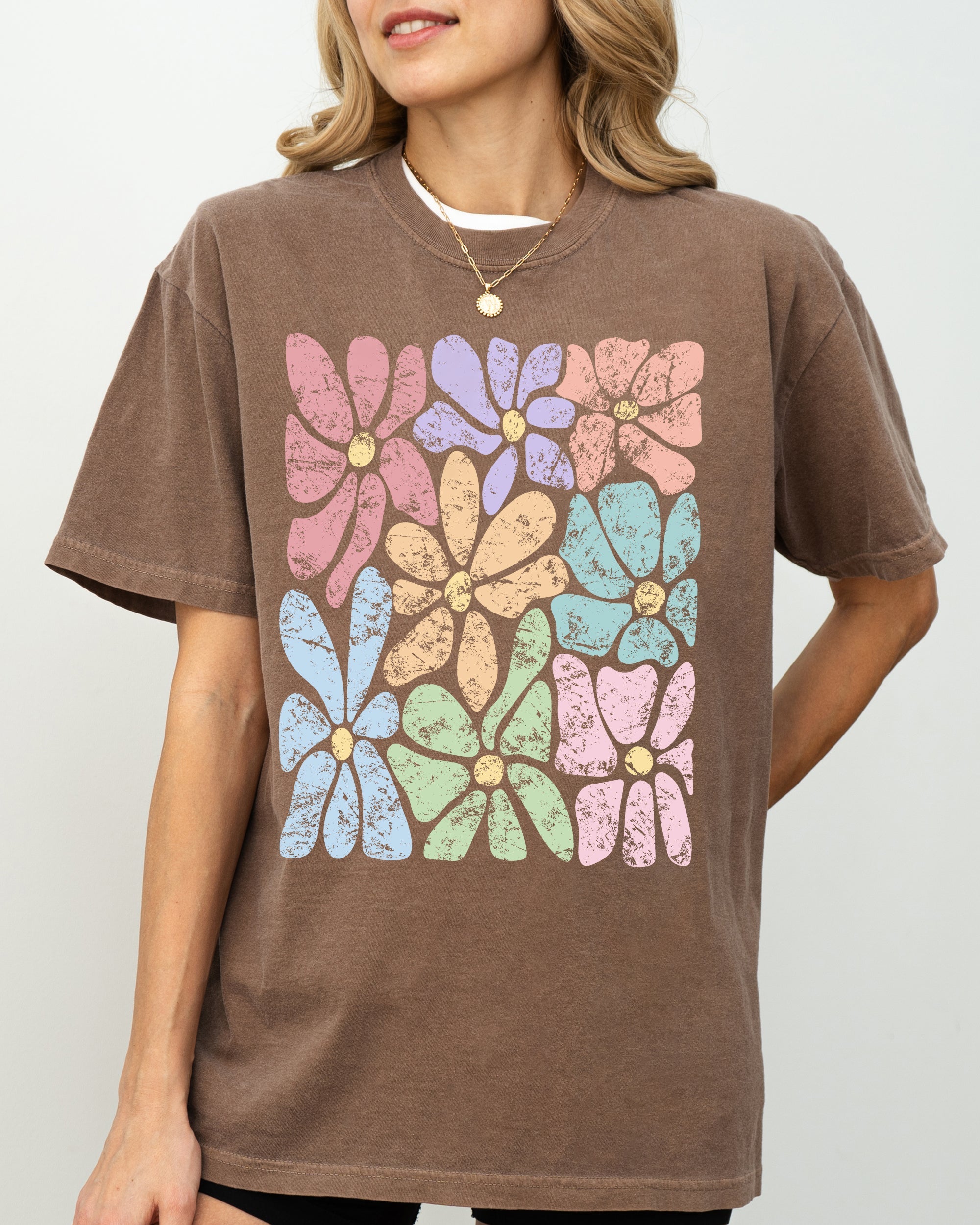 Colorful Gorgeous Abstract Flowers Boho Floral Design Summer Vibes Gardening Festival Nature Comfort Colors Tee