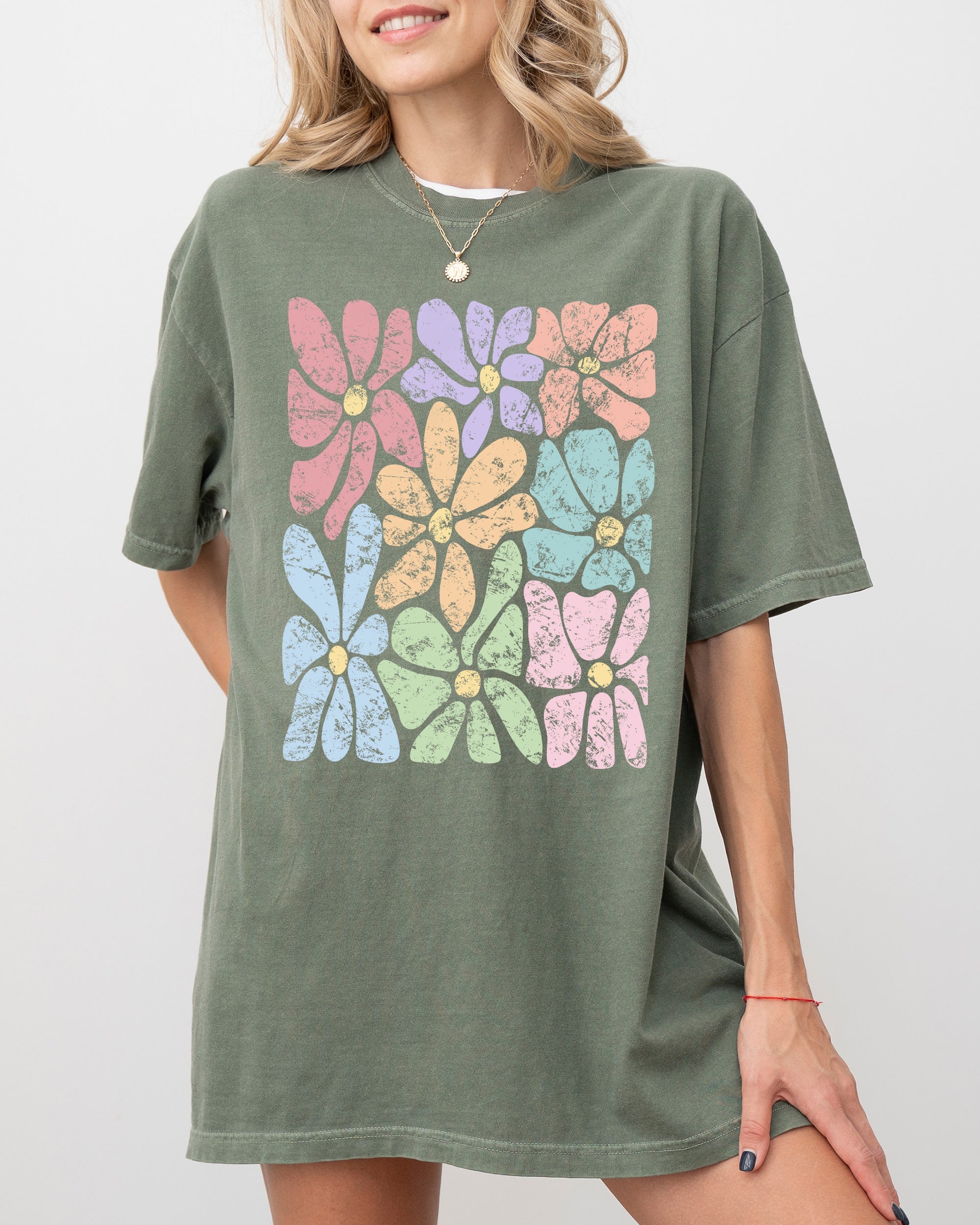 Colorful Gorgeous Abstract Flowers Boho Floral Design Summer Vibes Gardening Festival Nature Comfort Colors Tee