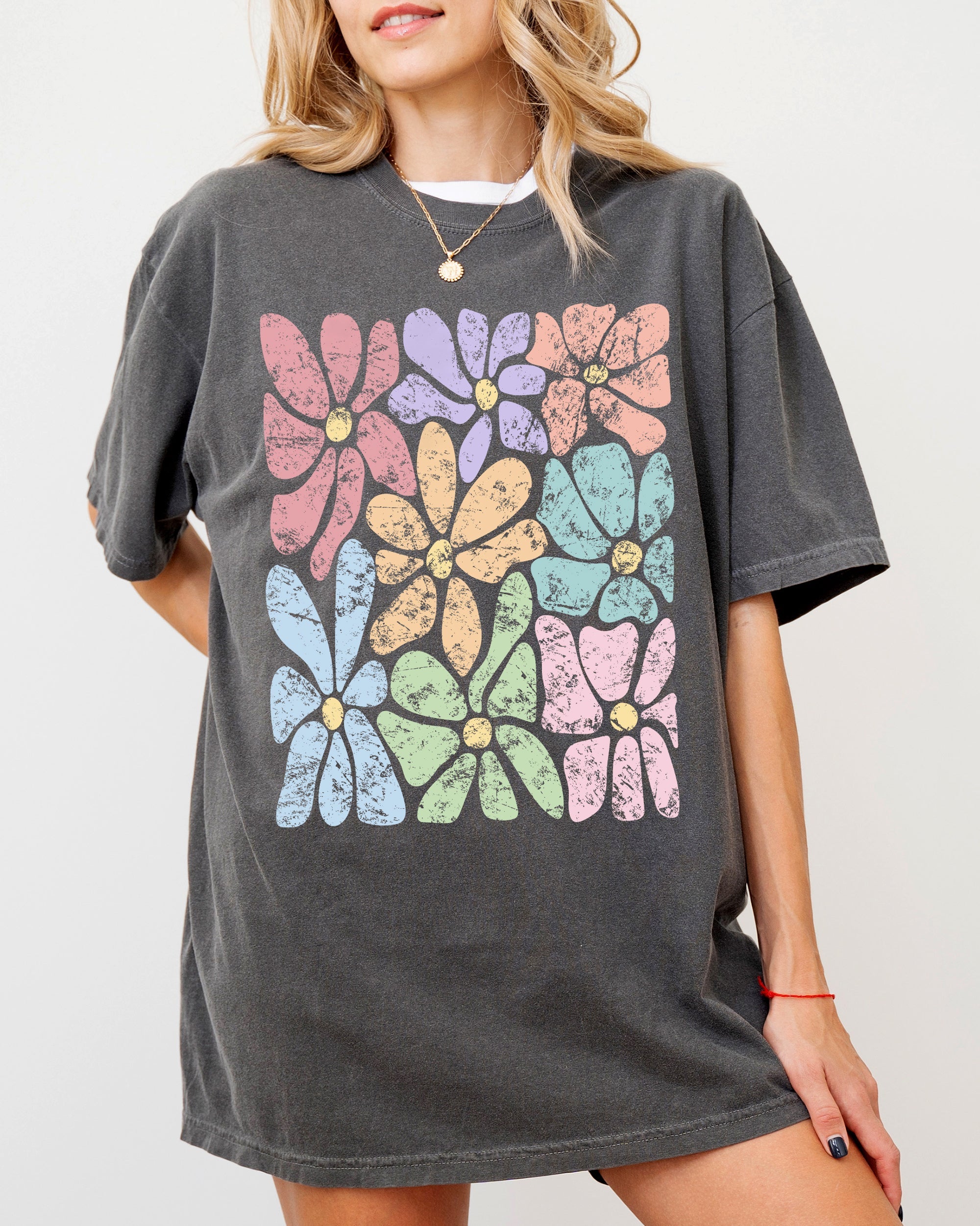 Colorful Gorgeous Abstract Flowers Boho Floral Design Summer Vibes Gardening Festival Nature Comfort Colors Tee