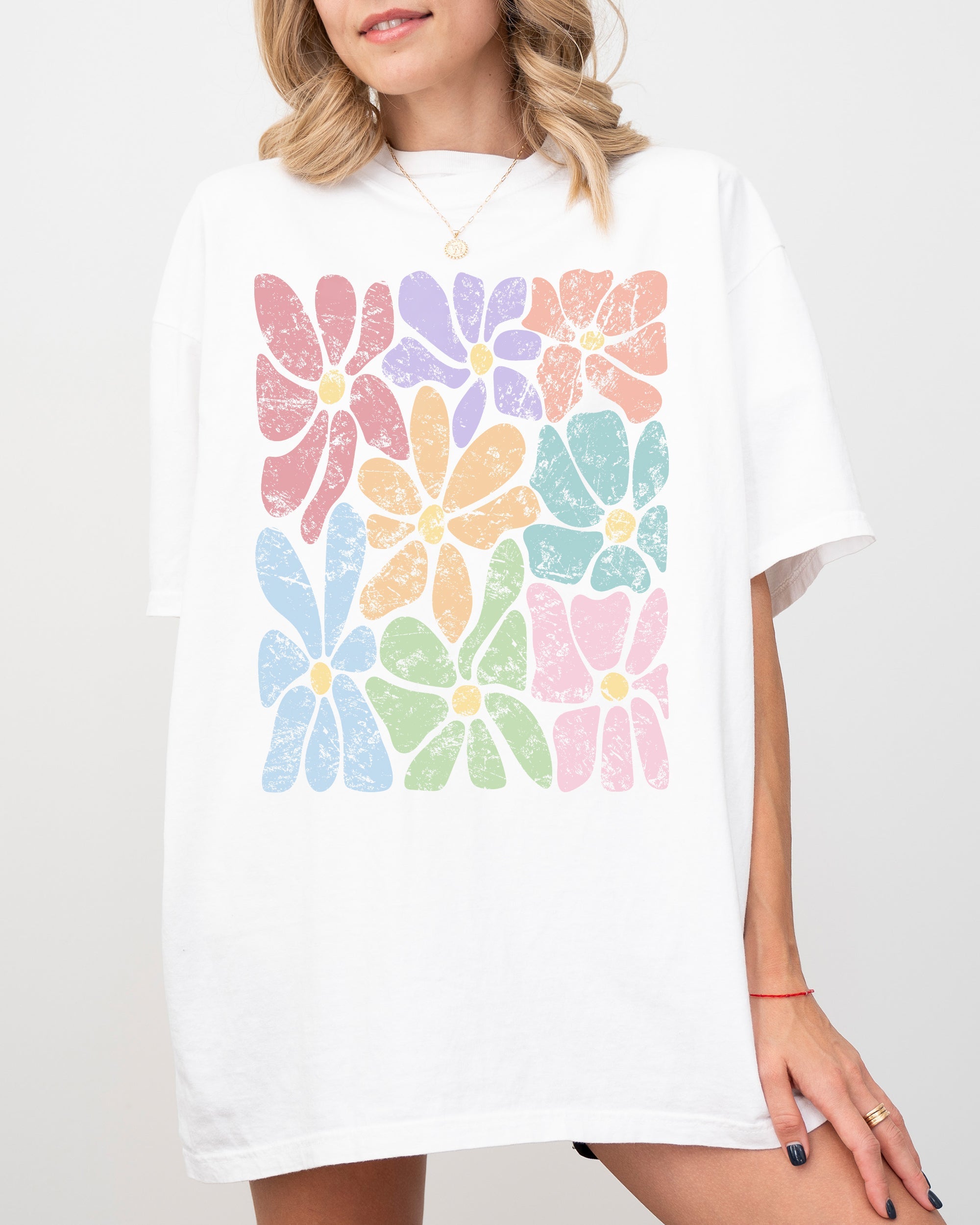 Colorful Gorgeous Abstract Flowers Boho Floral Design Summer Vibes Gardening Festival Nature Comfort Colors Tee