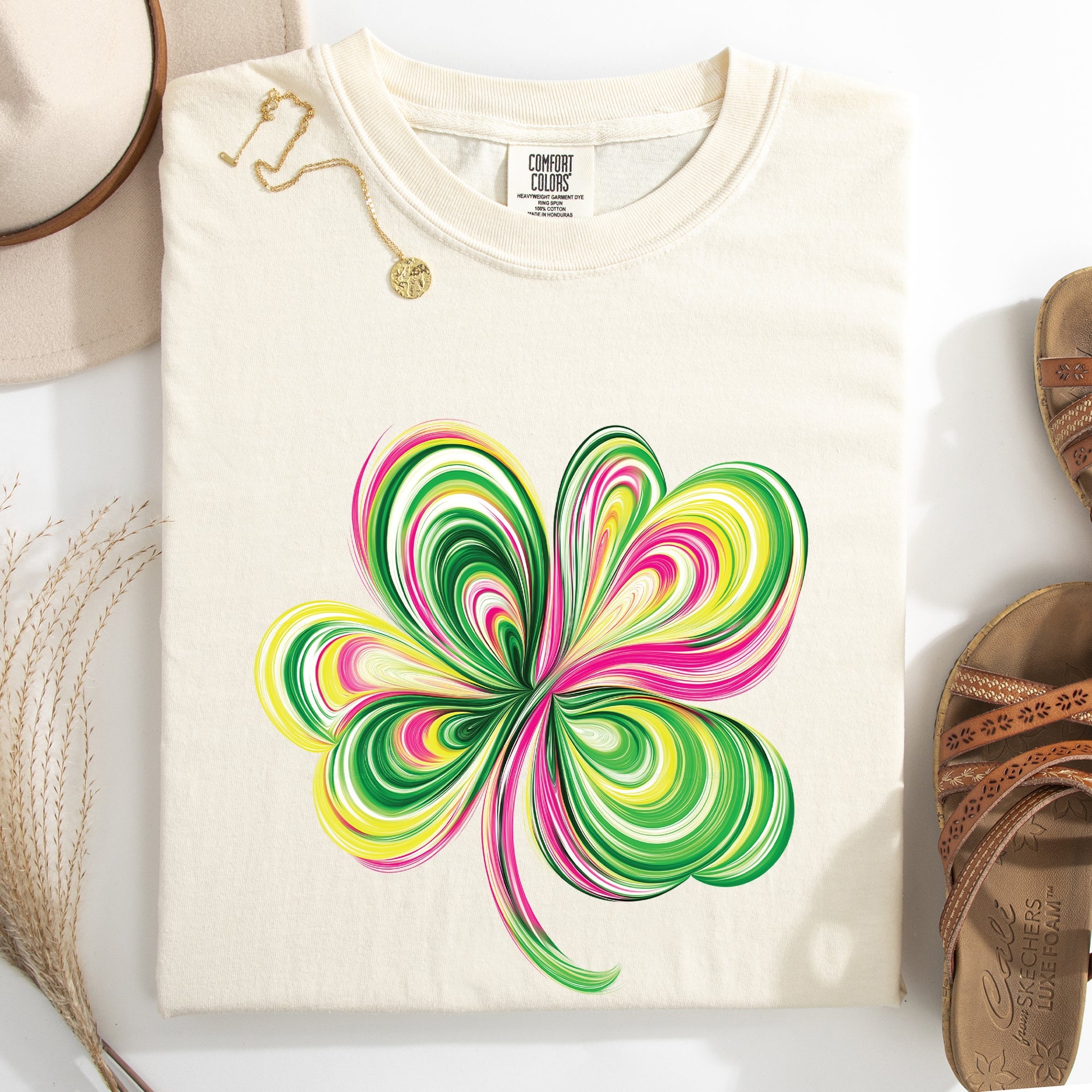 Colorful Painted Shamrock Leprechaun St Patrick's Day Vintage-Inspired Comfort Colors Tee
