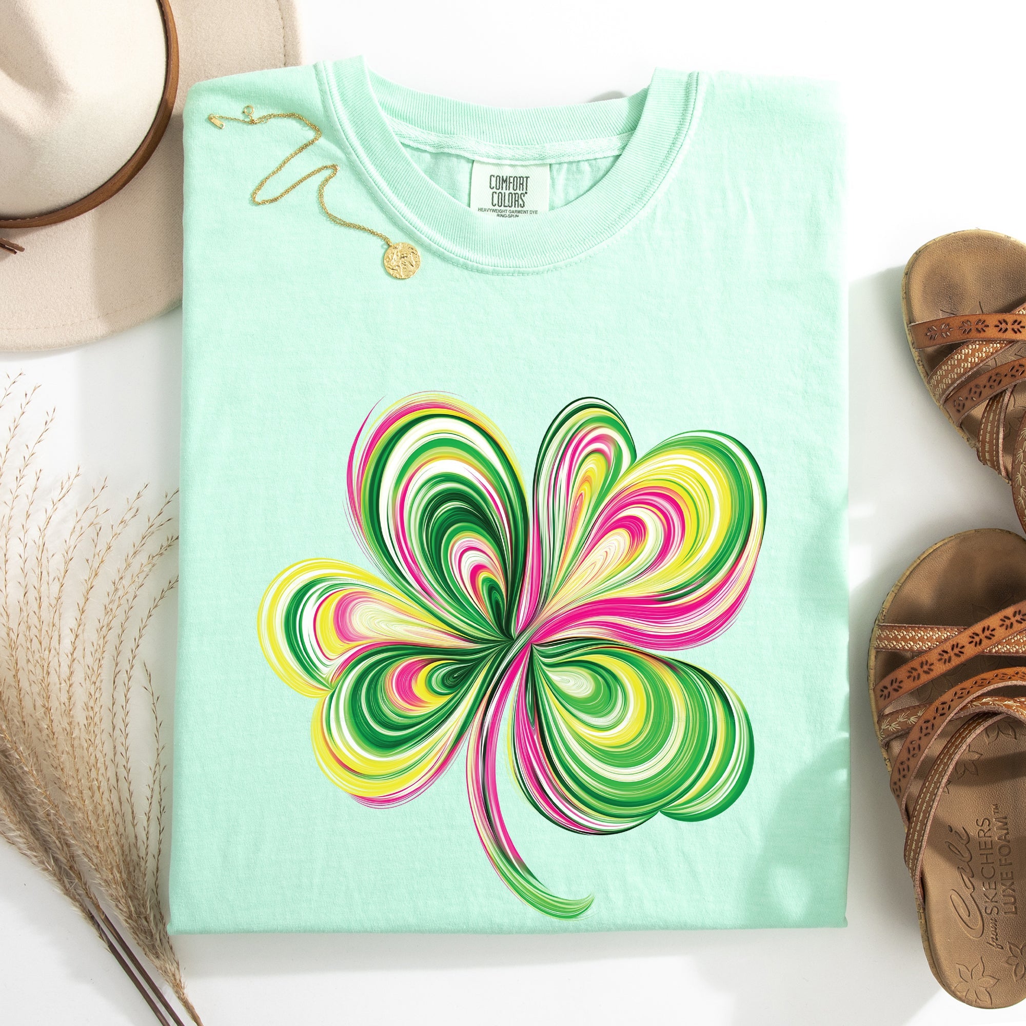 Colorful Painted Shamrock Leprechaun St Patrick's Day Vintage-Inspired Comfort Colors Tee