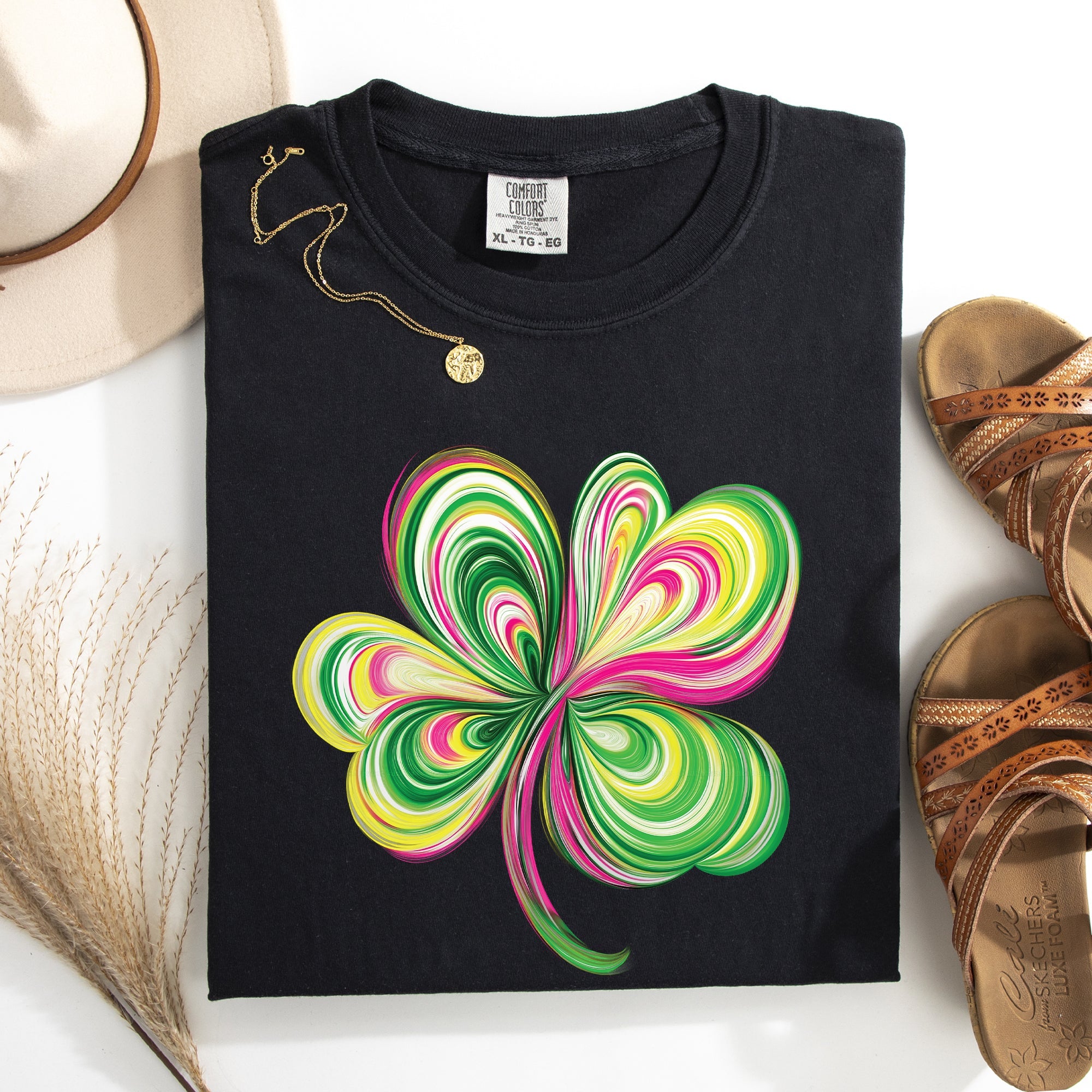 Colorful Painted Shamrock Leprechaun St Patrick's Day Vintage-Inspired Comfort Colors Tee
