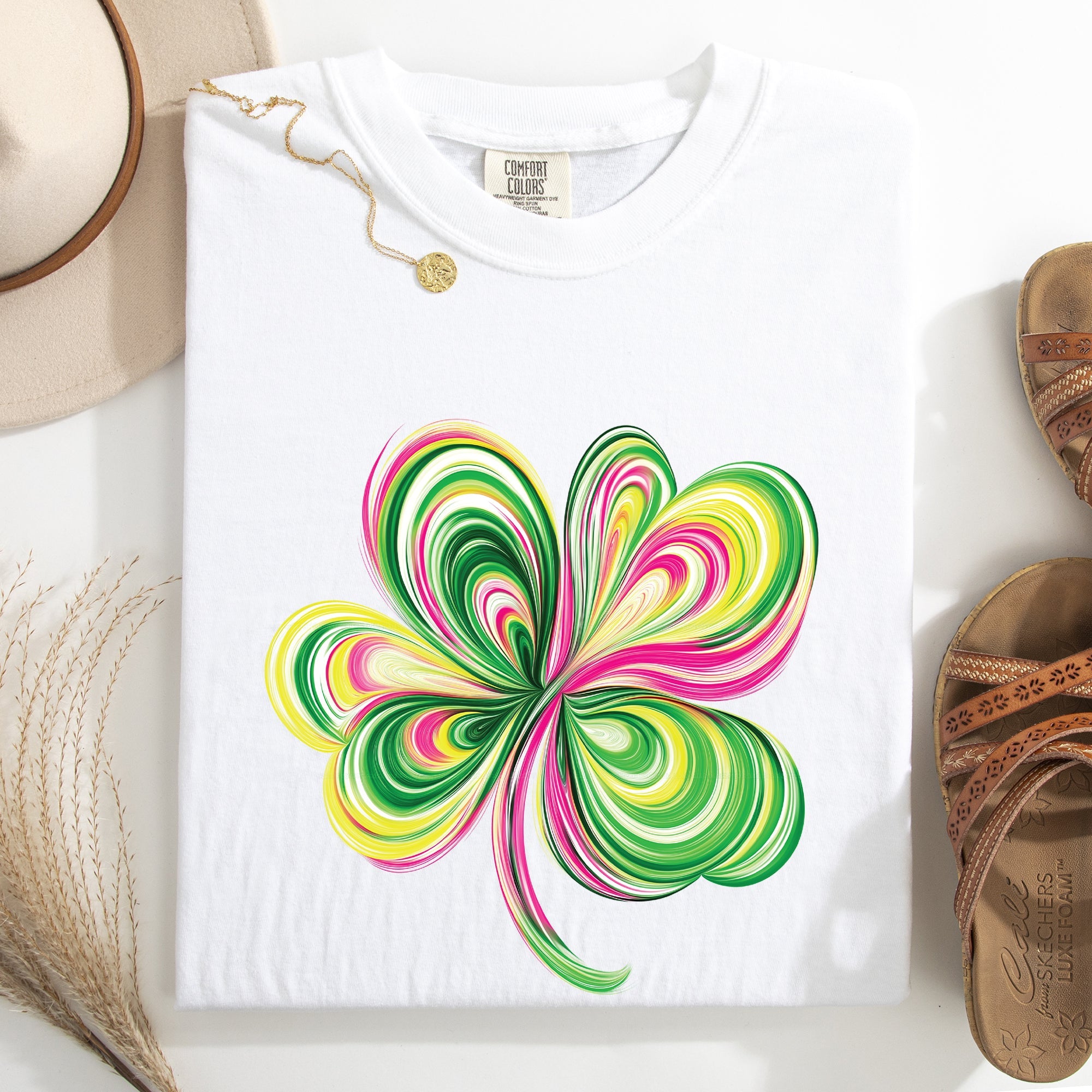 Colorful Painted Shamrock Leprechaun St Patrick's Day Vintage-Inspired Comfort Colors Tee