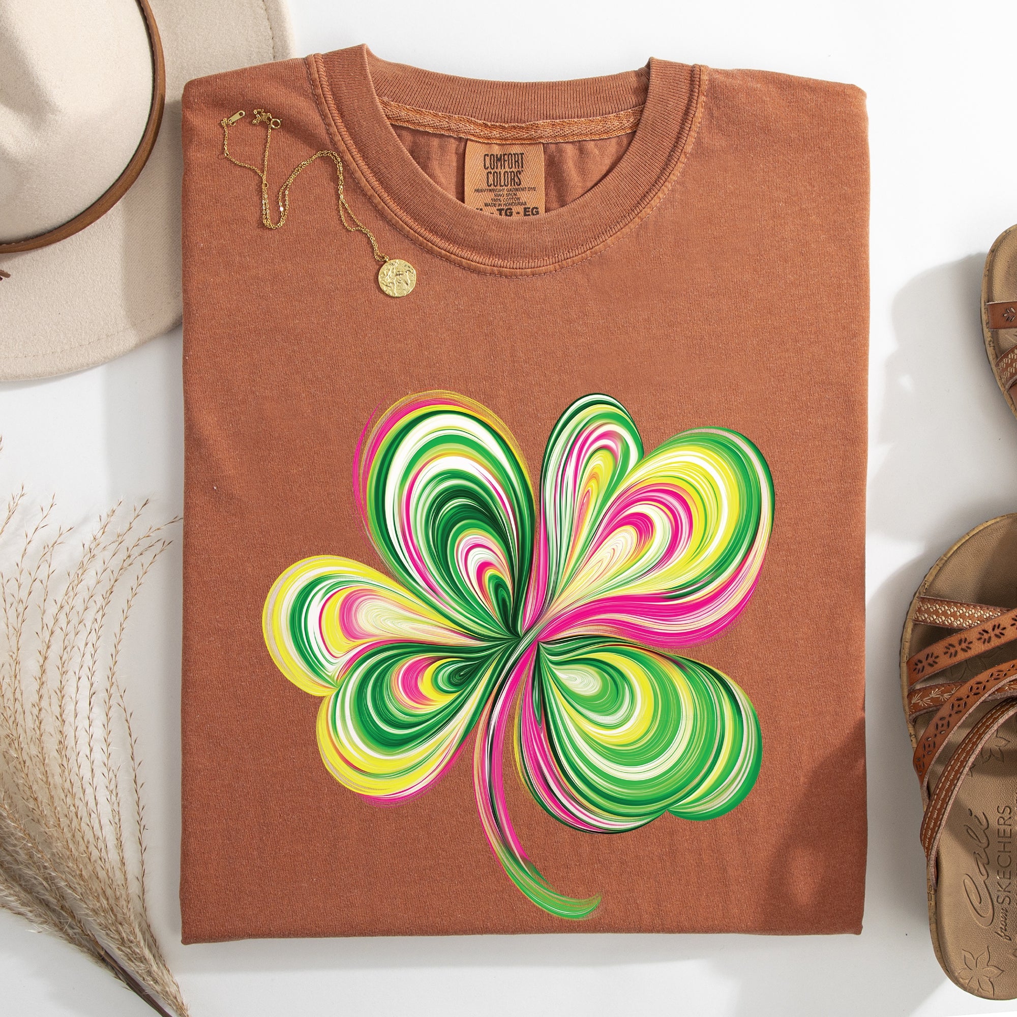Colorful Painted Shamrock Leprechaun St Patrick's Day Vintage-Inspired Comfort Colors Tee