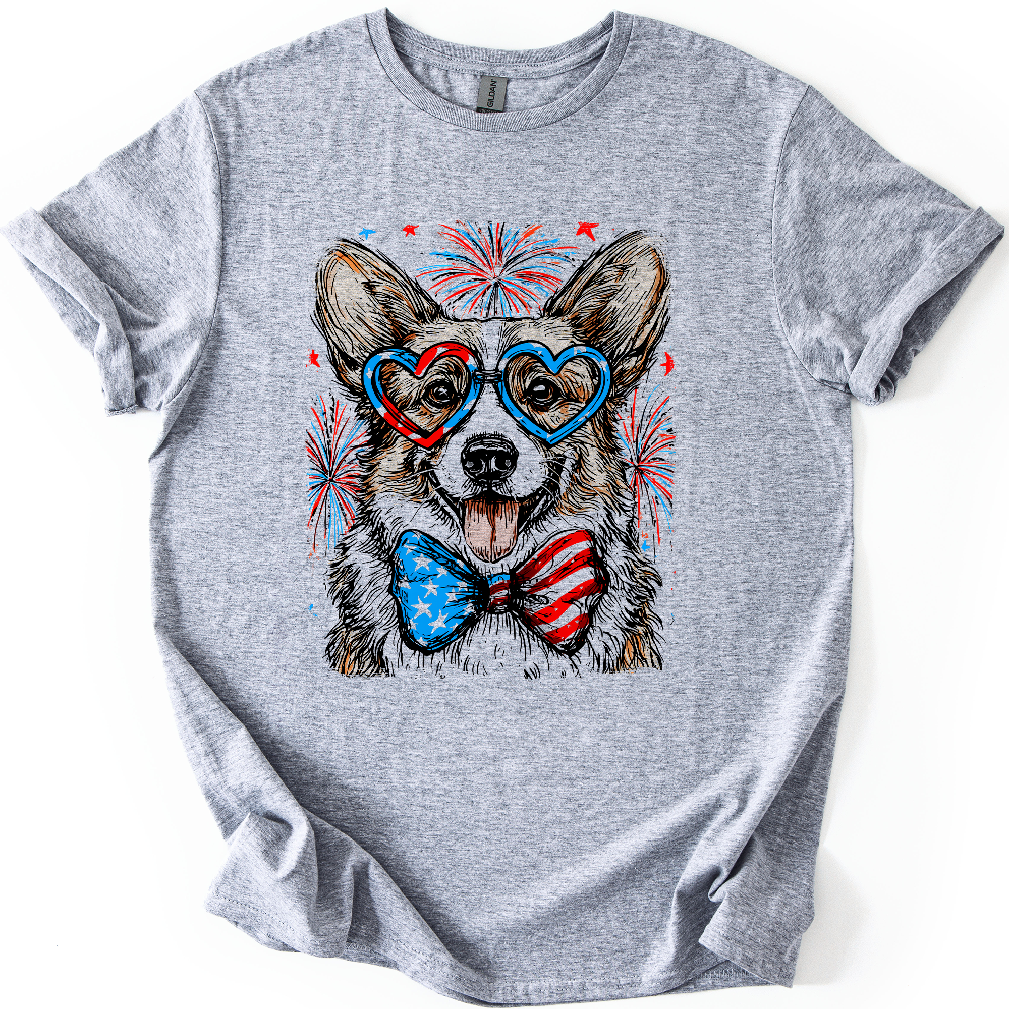 Corgi Patriotic Dog USA Flag Edition Fourth Of July Celebration For Pet Lovers Graphic Tee