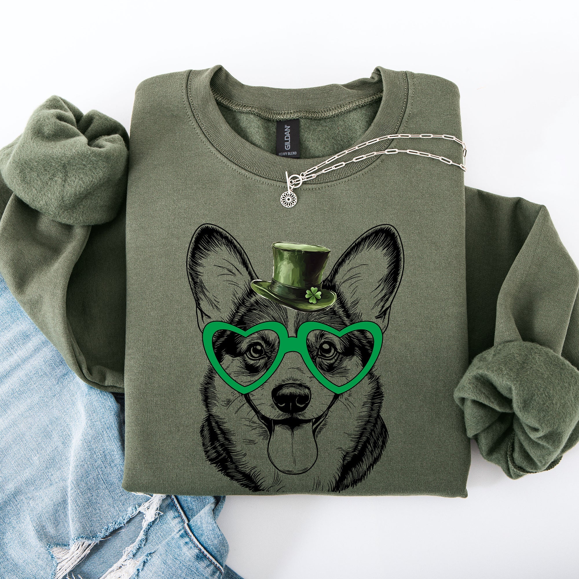 Corgi Adorable Dog St Patrick's Day Lucky Irish Celtic Clover Edition Sweatshirt