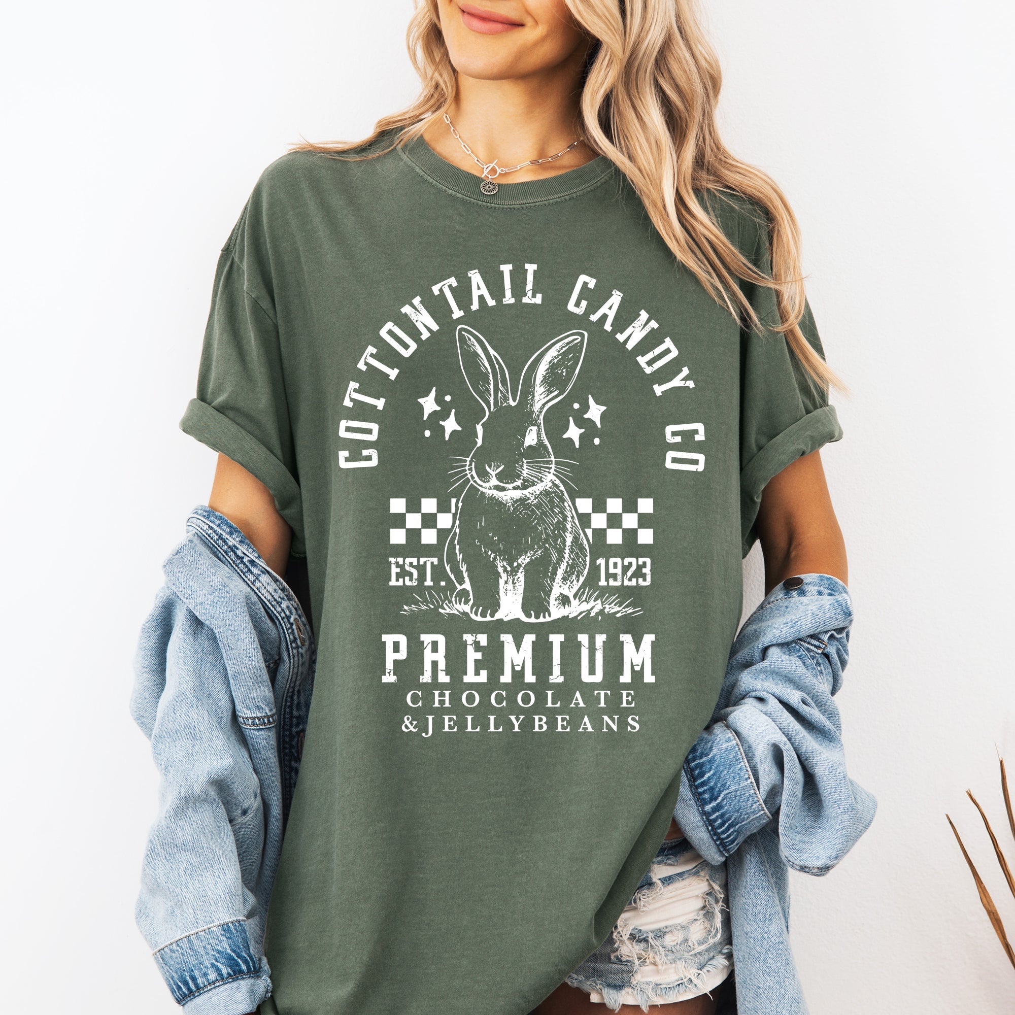 Cottontail Candy Easter Bunny Jesus Rabbit Holiday Celebration Theme Comfort Colors Tee