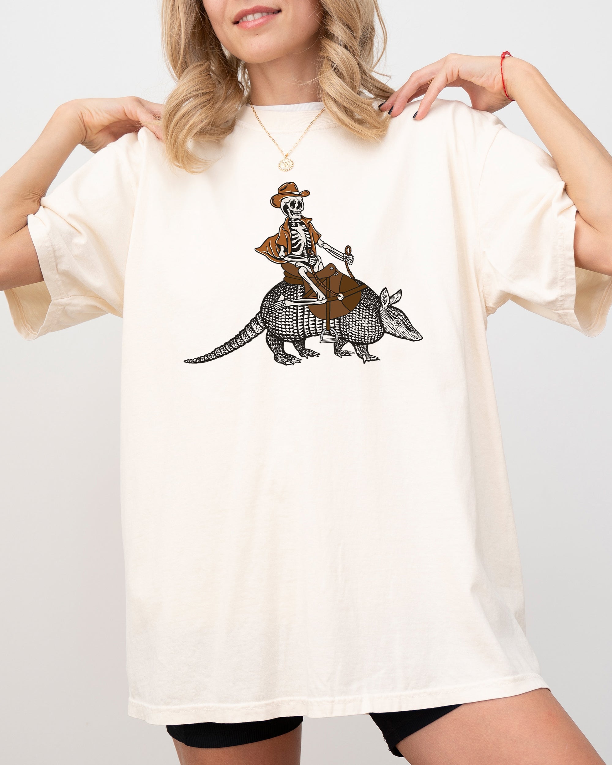 Cowboy Skeleton Armadillo Meme Halloween Retro Vintage Graphic Comfort Colors Tee