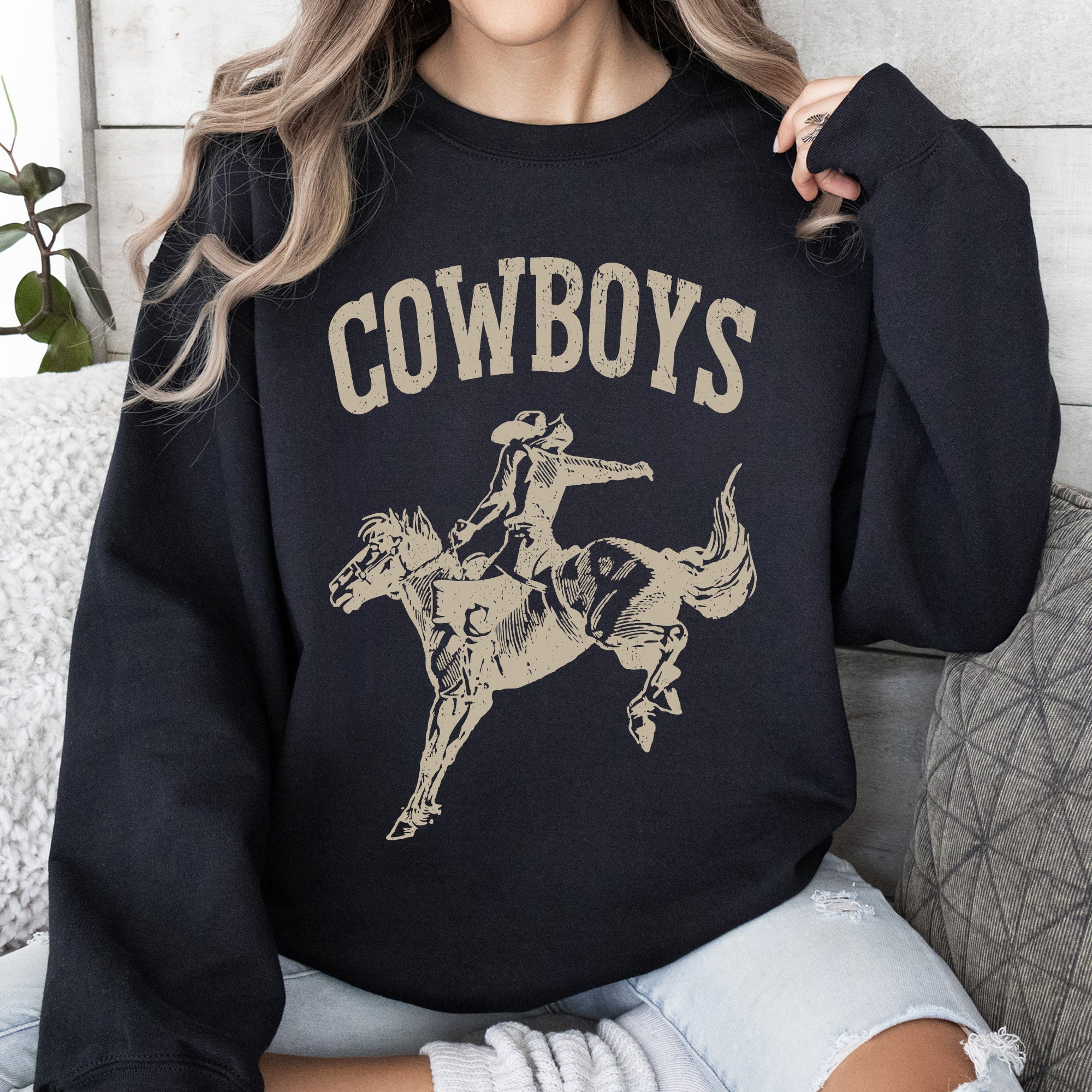 Rugged Cowboys Bronco Rider Western Horse Graphic Vintage Heritage Edition Sweatshirt