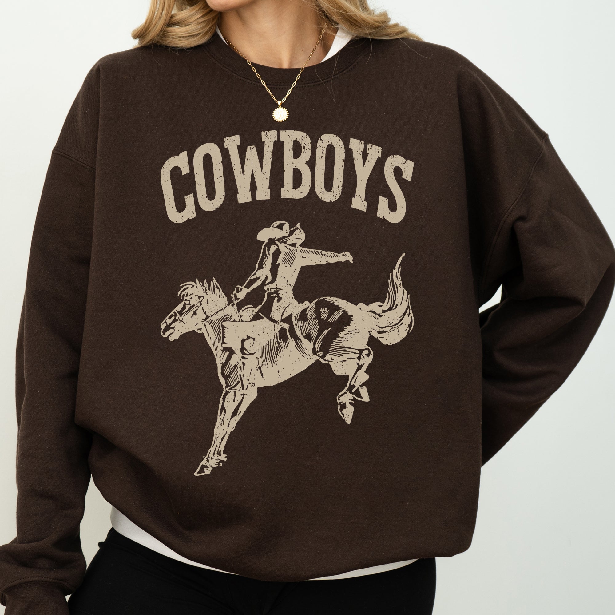 Rugged Cowboys Bronco Rider Western Horse Graphic Vintage Heritage Edition Sweatshirt