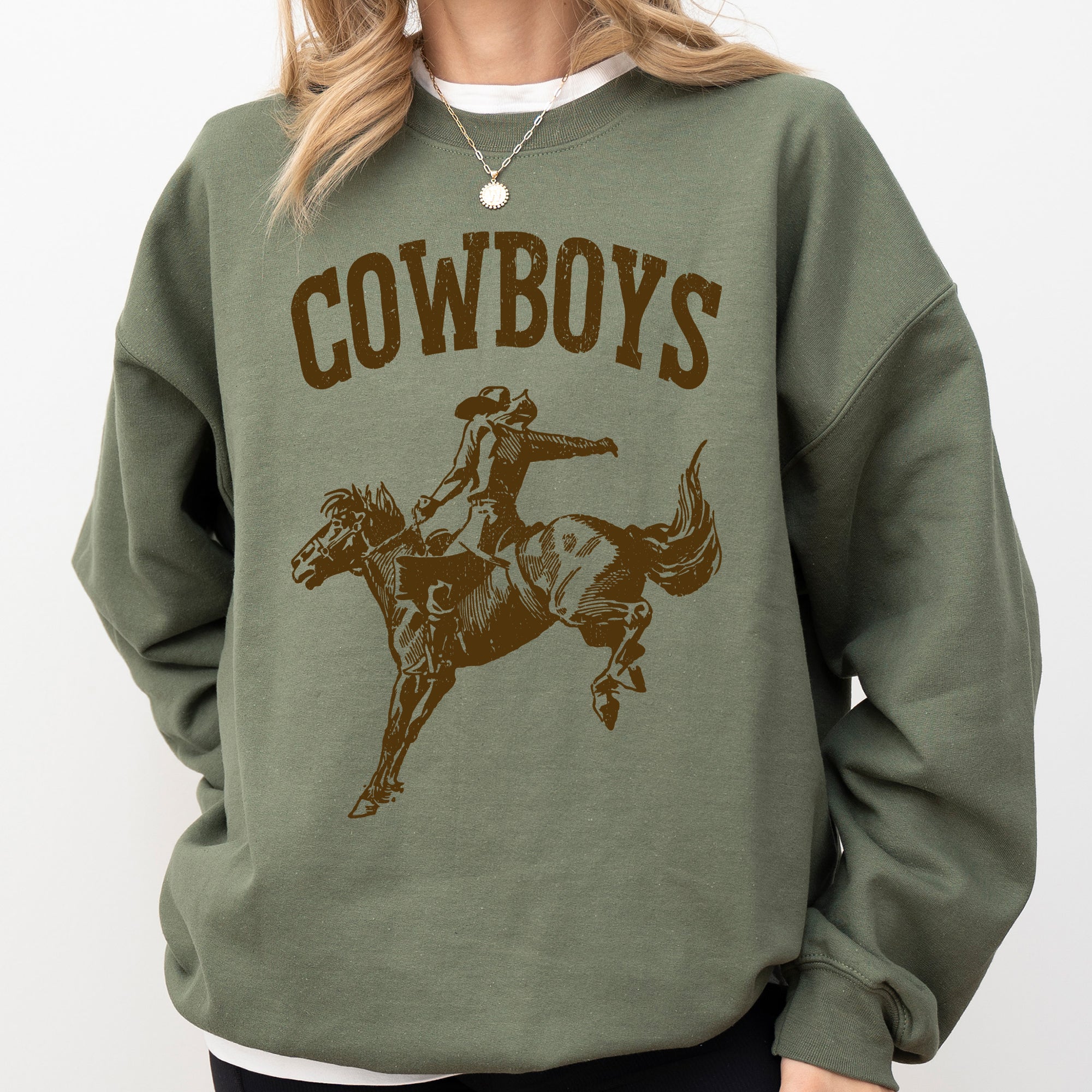Rugged Cowboys Bronco Rider Western Horse Graphic Vintage Heritage Edition Sweatshirt