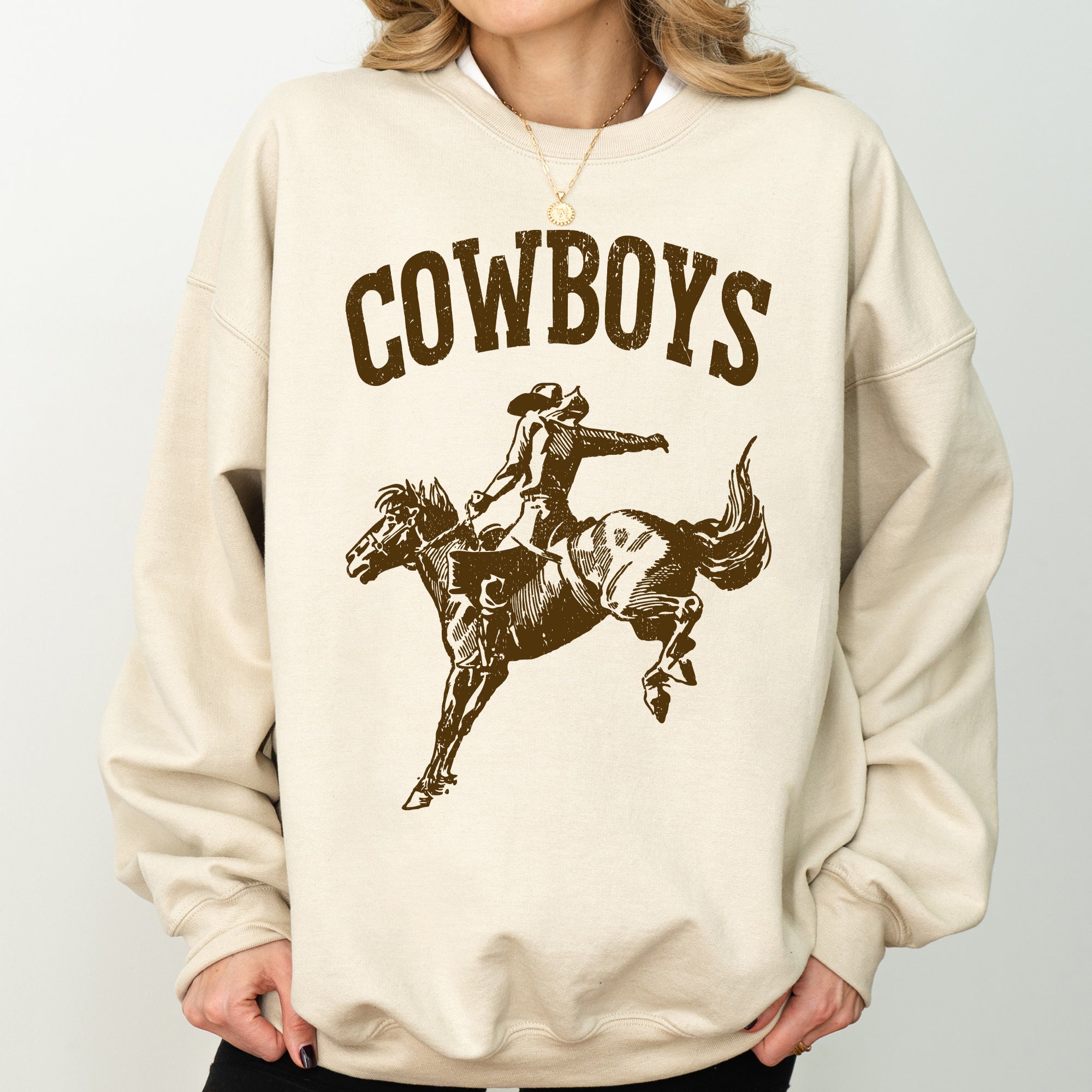 Rugged Cowboys Bronco Rider Western Horse Graphic Vintage Heritage Edition Sweatshirt