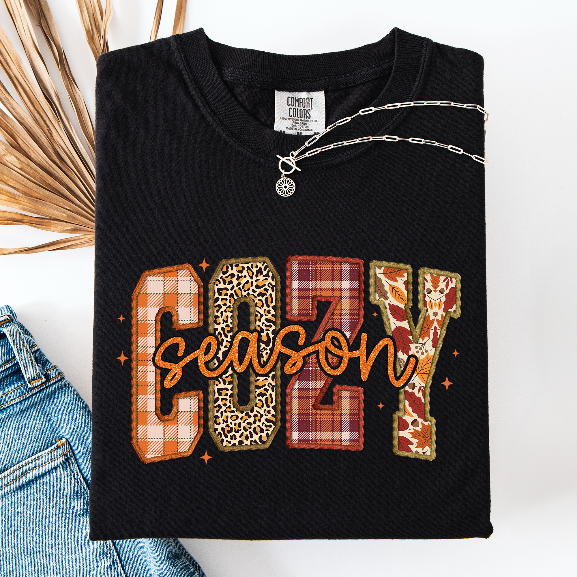 Cozy Season Checkered Pumpkin Minimalist Autumn Vintage Varsity Style Comfort Colors Tee