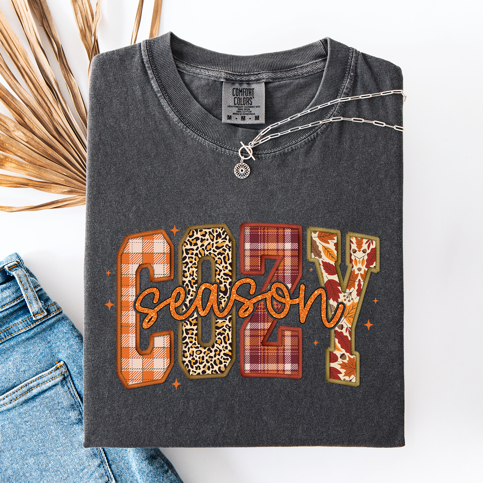 Cozy Season Checkered Pumpkin Minimalist Autumn Vintage Varsity Style Comfort Colors Tee