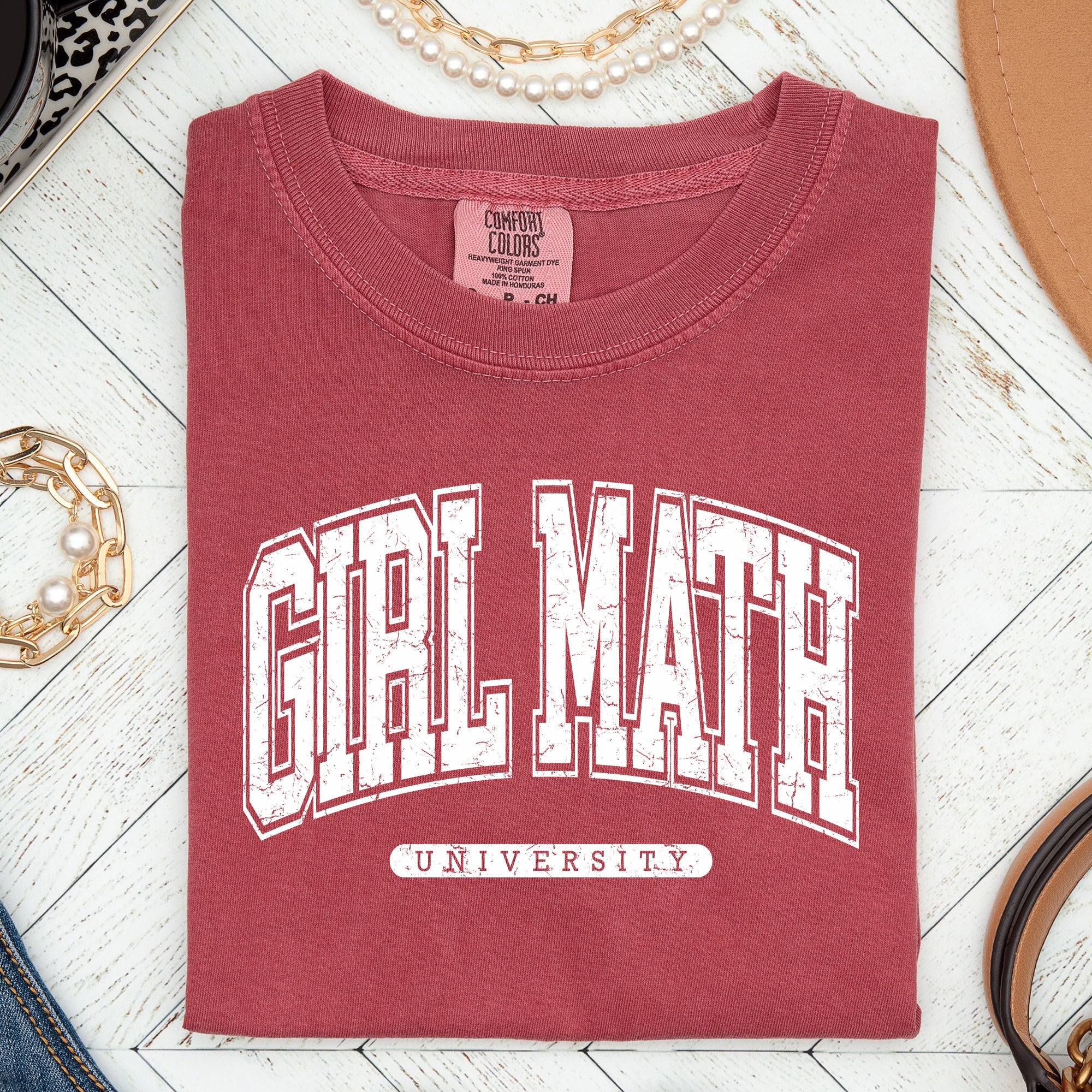 Girl Math University Retro Academic Chic Vintage Inspired Premium Quality Comfort Colors Tee