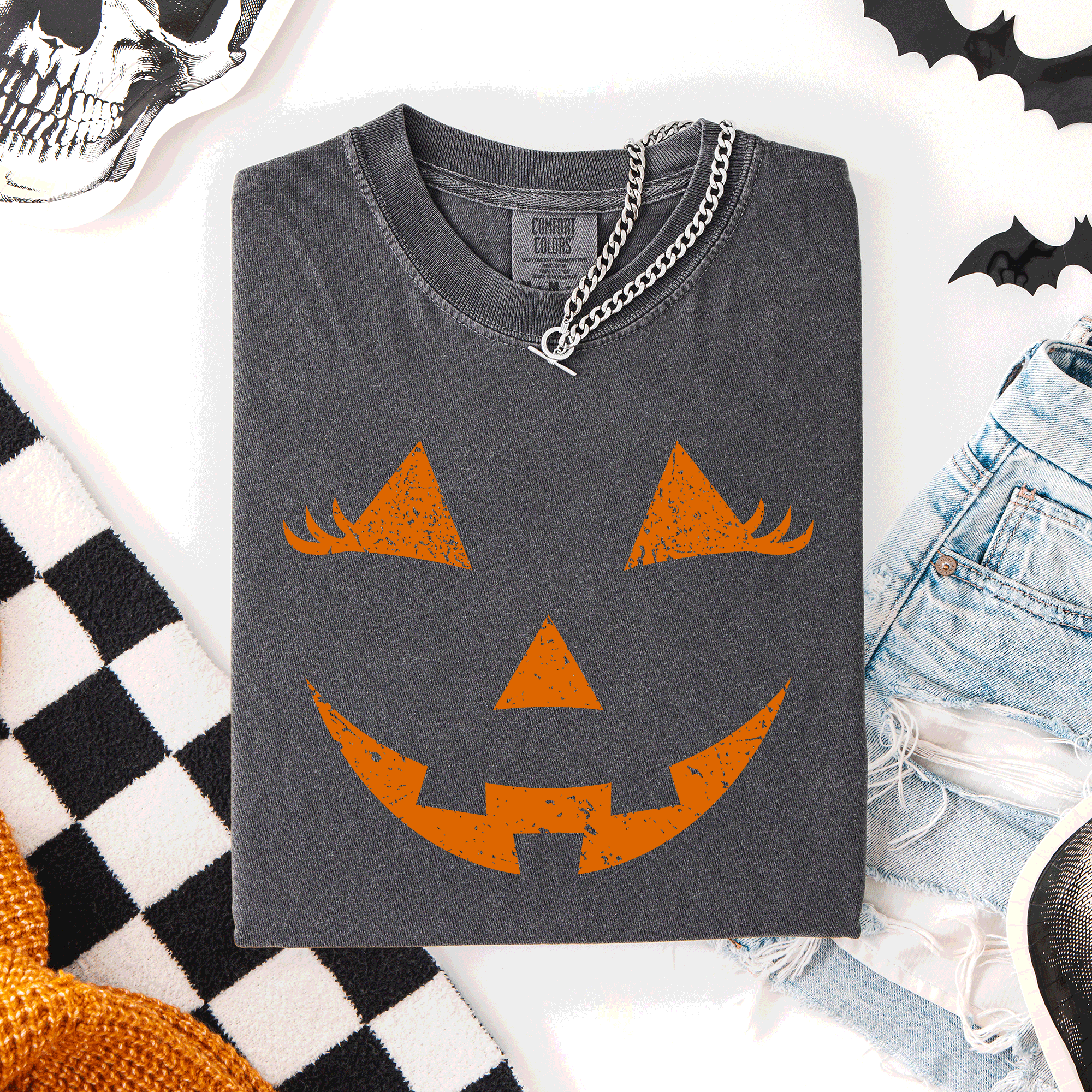 Jack O Lantern Halloween Cute Night Scene With A Playful Carved Pumpkin And Spooky Festive Vibes For Autumn Nights Comfort Colors Tee